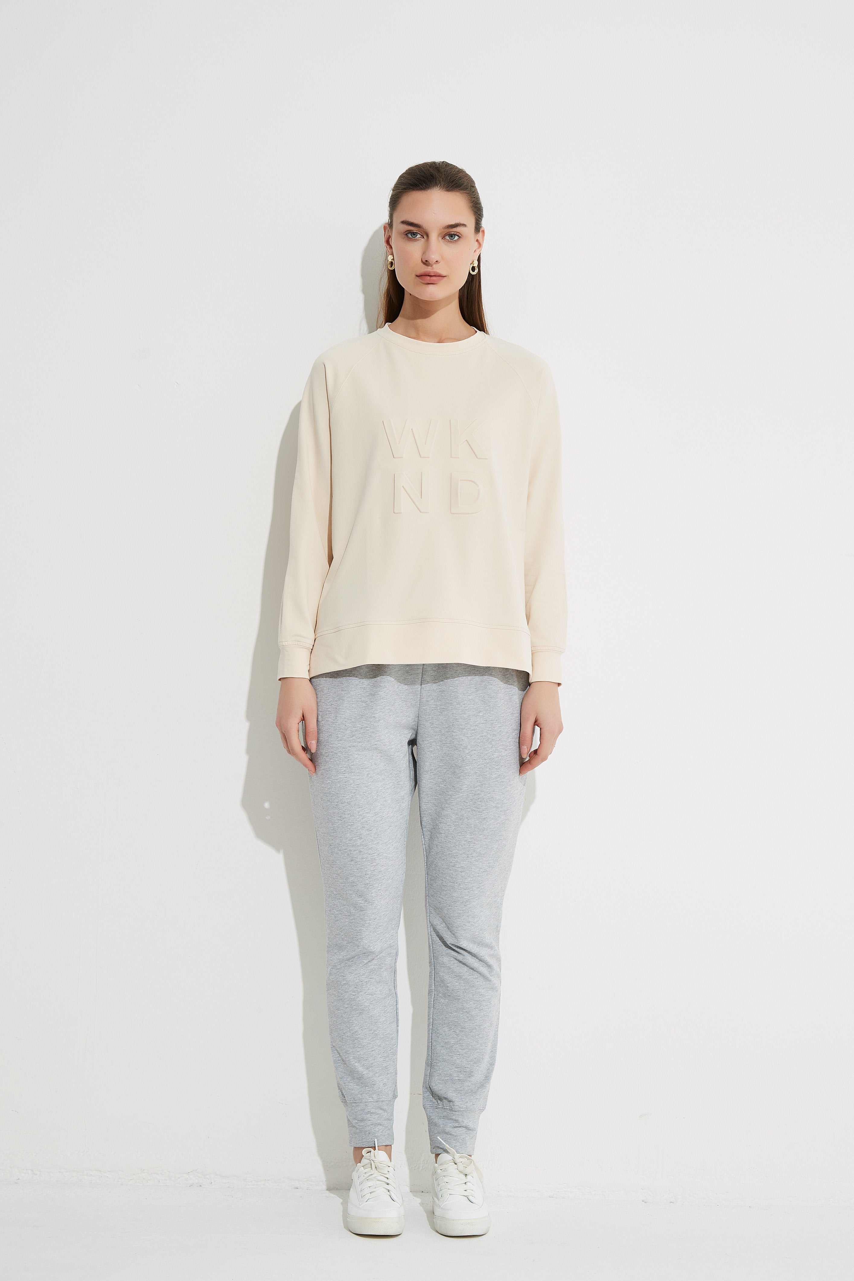 Vanilla Embossed Sweatshirt for Women - Soft & Comfortable Pullover for Casual Wear, Gym, and Lounge