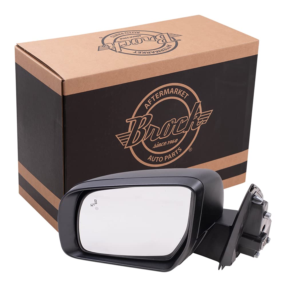 Brock Replacement Driver Side Power Mirror - Black, Paint to Match, with Power Fold & Blind Spot Detection (No Heat/Signal) - Compatible with 2019-2021 Ford Ranger | Perfect for Off-Roading & Daily Commuting