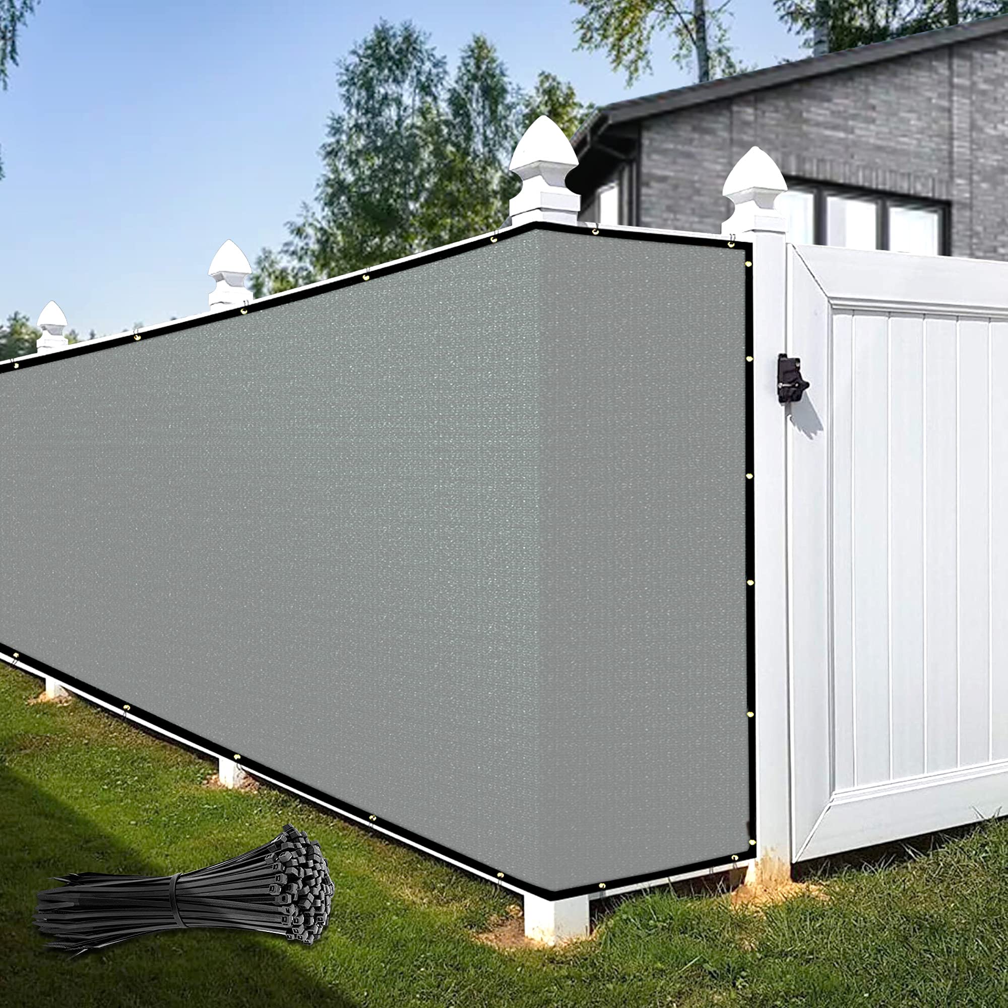 KOOL KOI SHADE 4' x 71' Heavy Duty Commercial Grade Privacy Fence Screen - Custom Size Gray Windscreen with Reinforced Binding & Zip Ties (Custom Orders Available) - Perfect for Backyard Privacy, Pool Enclosures & Outdoor Commercial Spaces