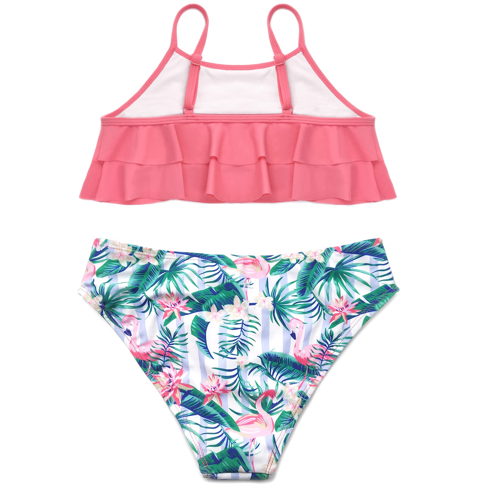 SHEKINI Girls Floral Print Ruffled Two-Piece Swimsuit | Cute Bikini Set for Beach, Pool & Summer Vacation | Toddler & Kids Swimwear