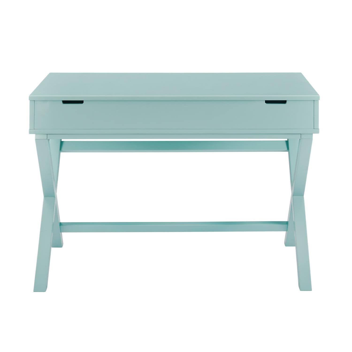 Linon Peggy Pastel Turquoise Lift Top Desk with Storage - Modern Writing Desk for Home Office, Study & Small Spaces - Perfect for Work, Homework & Crafting