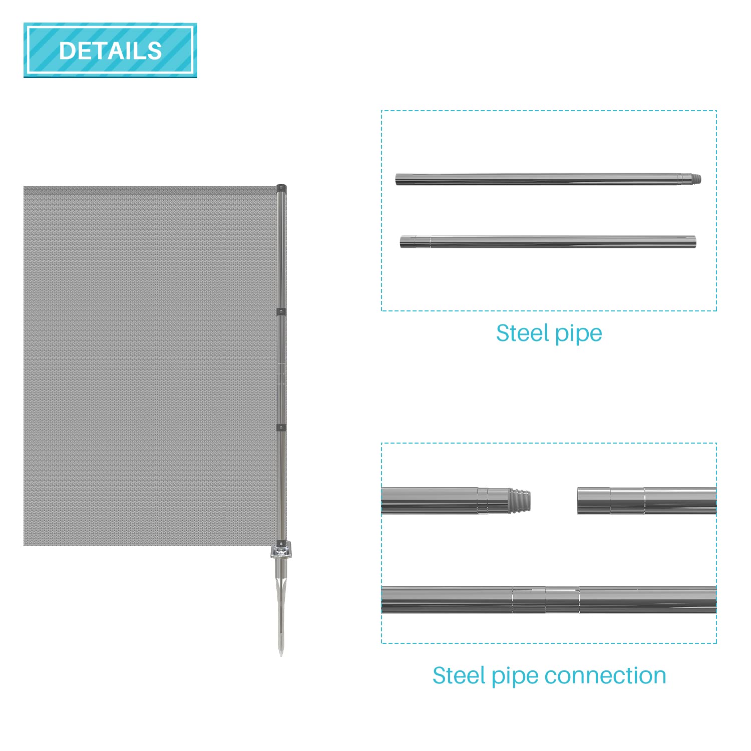 Coarbor 4'x34' Grey Removable Outdoor Privacy Fence Panel - Heavy Duty Backyard Barrier for Pools, Dogs, Chicken Coops & Vegetable Gardens | Includes Spikes & Poles | Perfect for Yard Security, Pet Containment & Garden Protection
