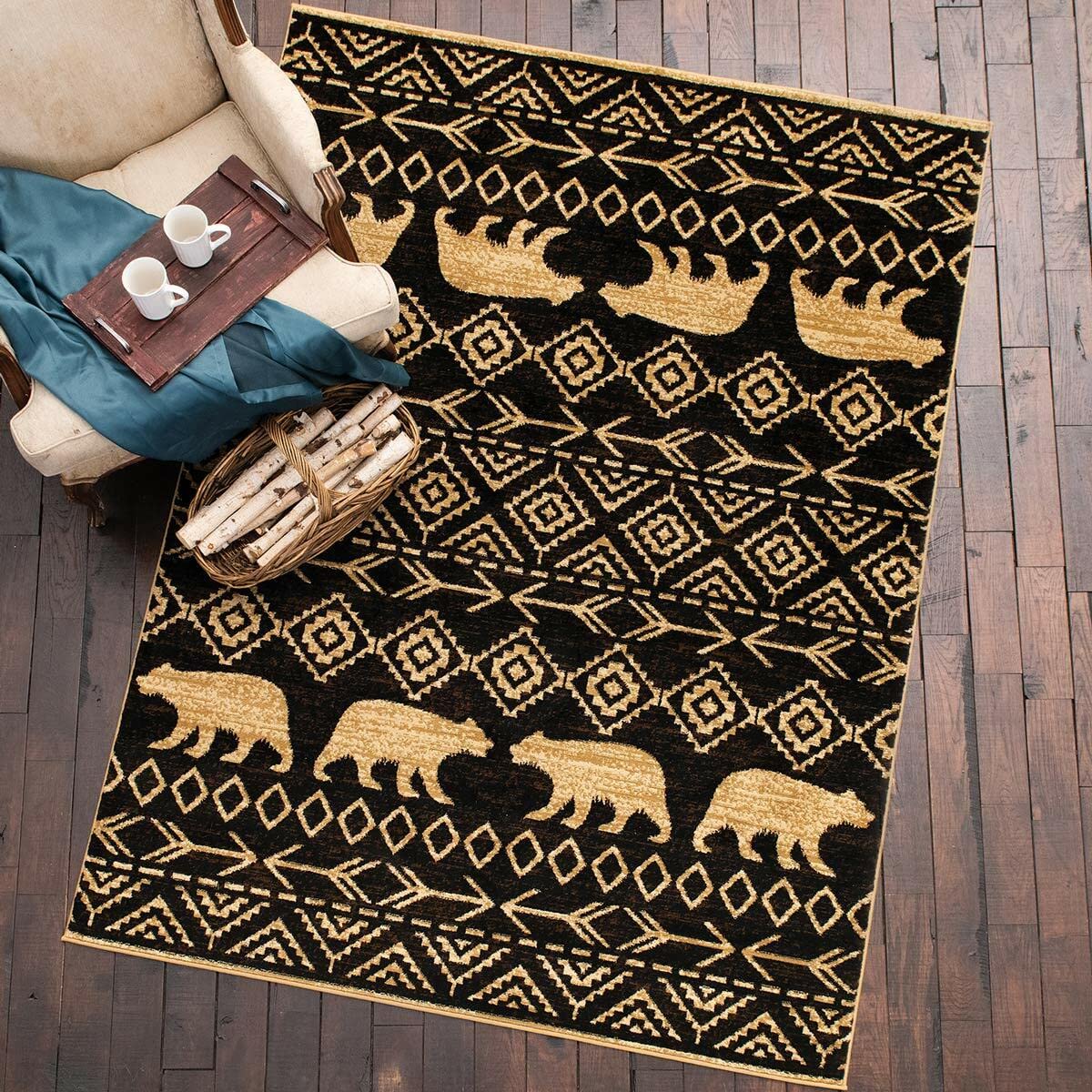 Premium Faux Sheepskin Bear Rug - Rustic Wildlife Throw for Cabin, Bedroom & Living Room - Soft Brown/Red Fur Area Rug 22