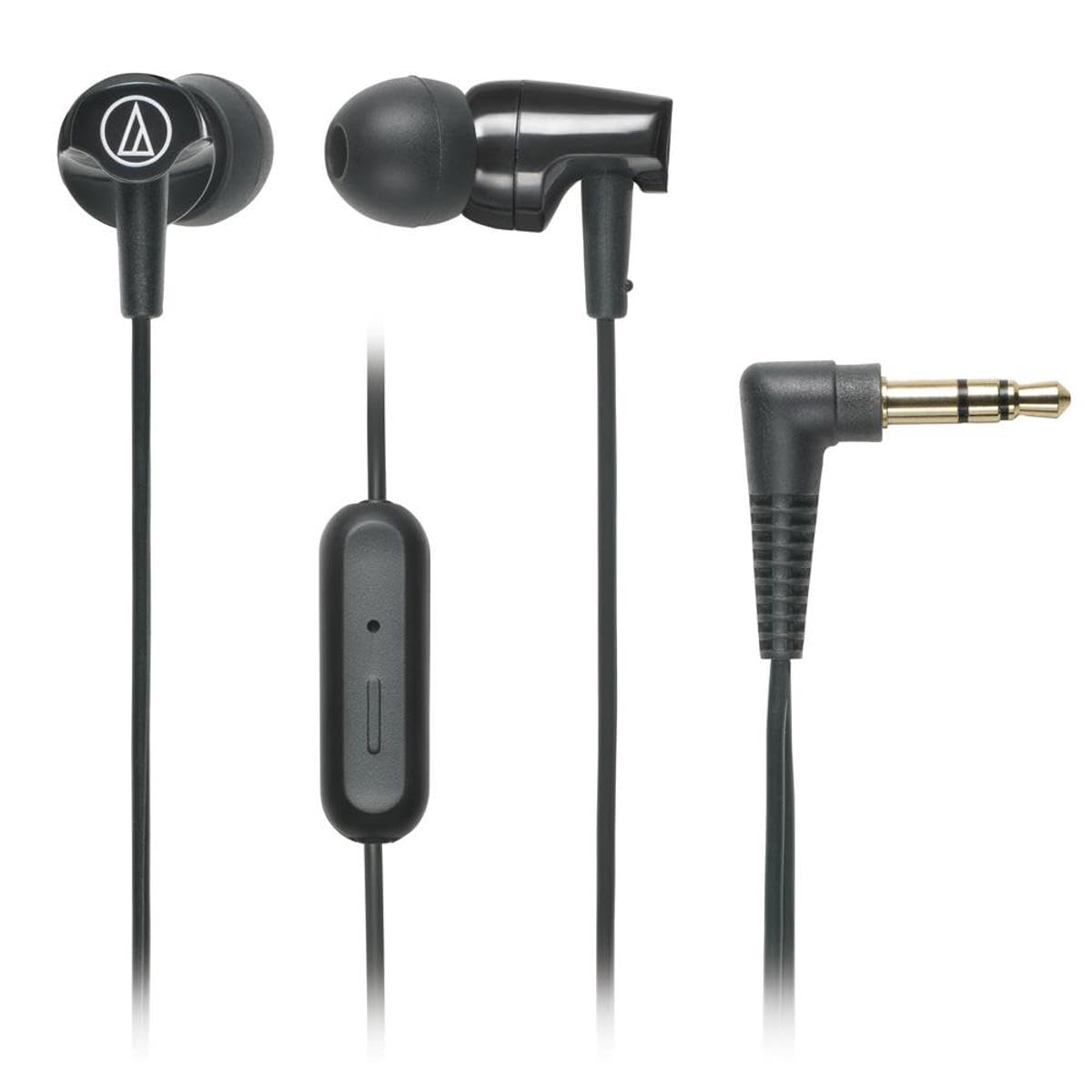 Audio-Technica ATH-CLR100ISBK SonicFuel In-Ear Headphones with In-line Microphone & Volume Control - Black | High-Quality Sound for Commuting, Workouts & Travel