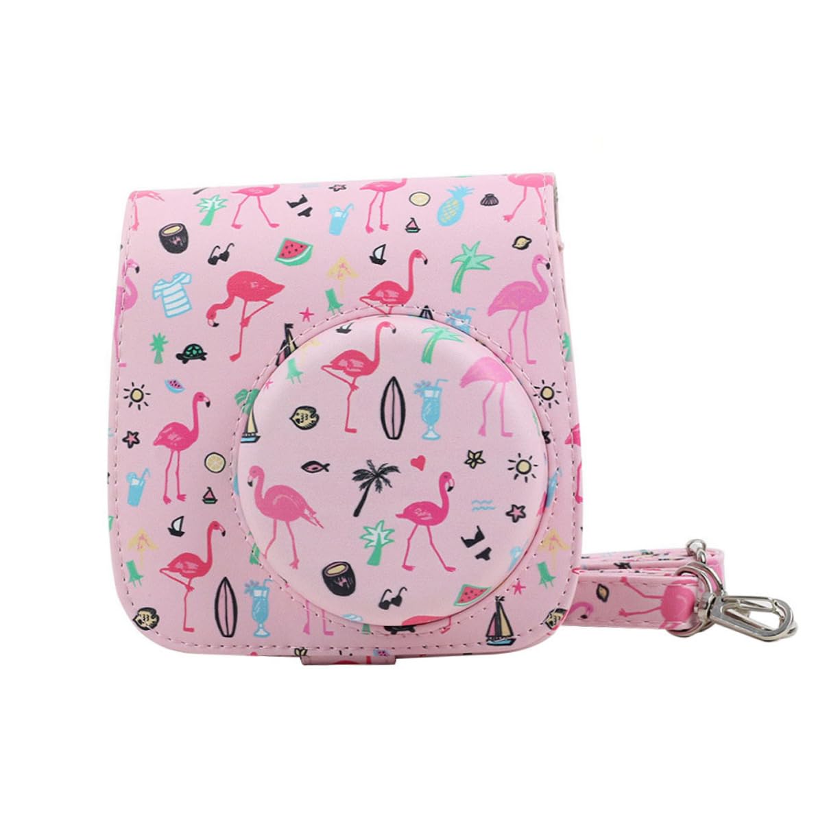 2pcs Pink Adorable Pattern Instant Camera Case Bag - Protective Cover for Fujifilm Instax Mini 9 - Perfect for Travel, Parties & Photo Shoots