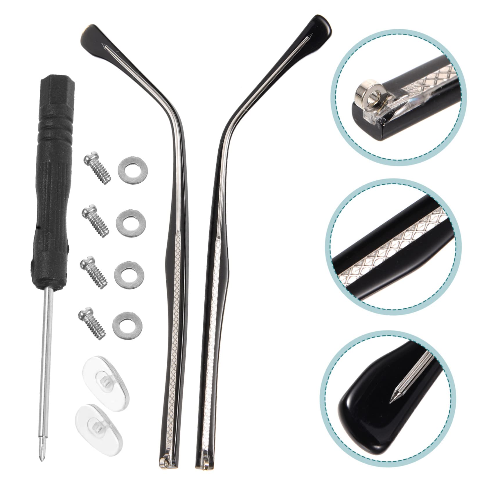 PartyKingdom 4 Pairs Clear Glasses Arm Legs Replacement - Black Sunglasses Frame Accessories for Eyewear Repair & DIY - Perfect for Reading Glasses, Safety Goggles & Costume Accessories