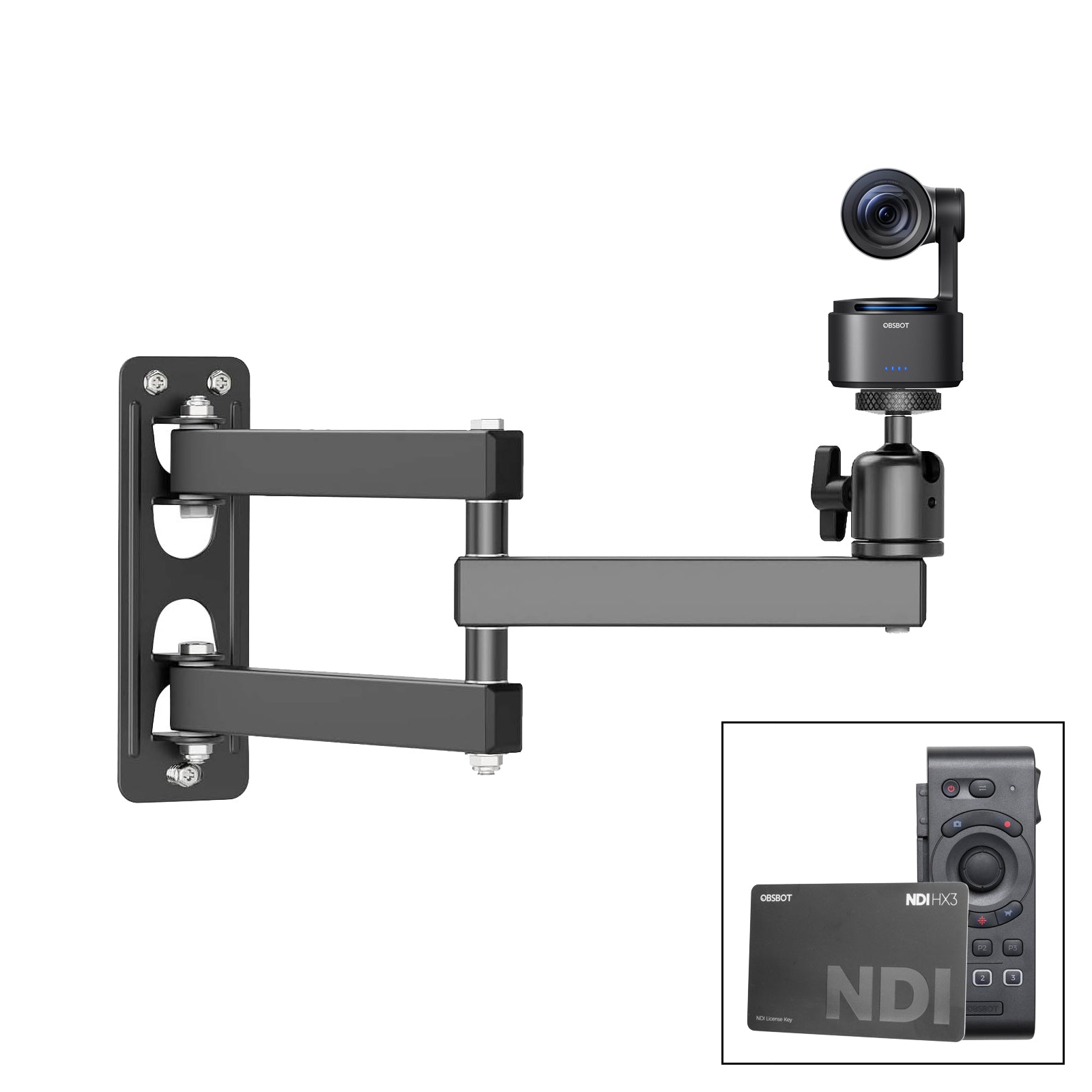 OBSBOT Tail 2 AI-Powered 4K PTZ Camera with Wall Mount Kit - Perfect for Live Streaming, Video Conferencing & Home Security Monitoring