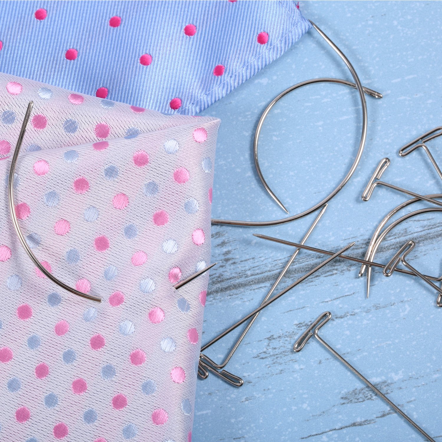 70-Piece Wig Making Pins & Needles Set - T Pins & C Curved Needles for Hair Weaving, Wig Making, Knitting Blocking, Modeling & DIY Crafts - Perfect for Styling, Sewing & Creative Projects
