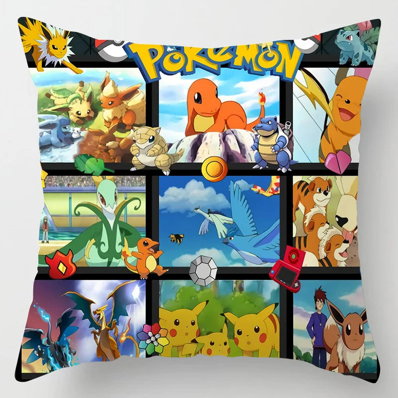 Pokemon Pillow & Cushion Covers - Soft Anime Character Bedding Decor for Kids Room, Gaming Chair, Sofa & Car Accessories
