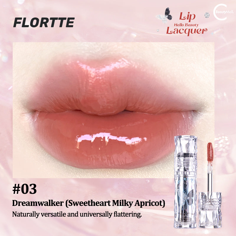 FLORTTE Gorgeous Merlia Lip Lacquer - Long Lasting Glossy Lipstick with Hydrating Formula, Vegan & Cruelty Free - Perfect for Date Night, Parties & Everyday Wear
