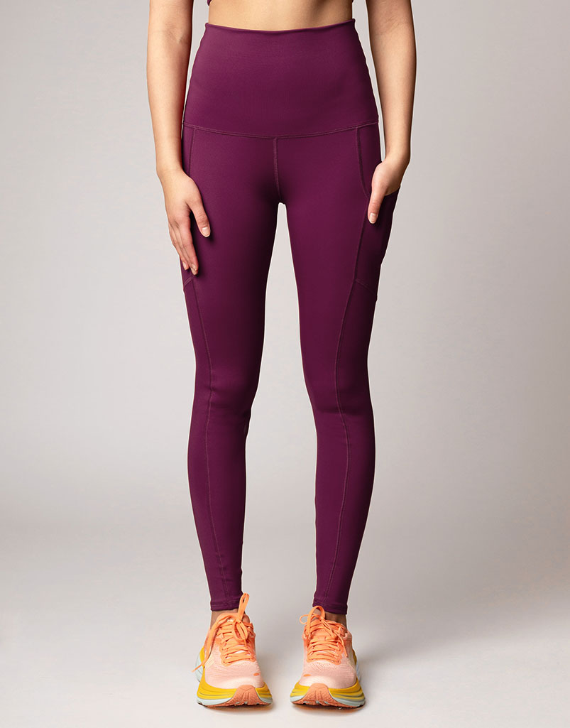 Flexsoft Pocket Legging Violet - High Waist Yoga Pants for Women, Stretchy Workout Leggings with Side Pockets - Perfect for Running, Gym, Lounge & Travel