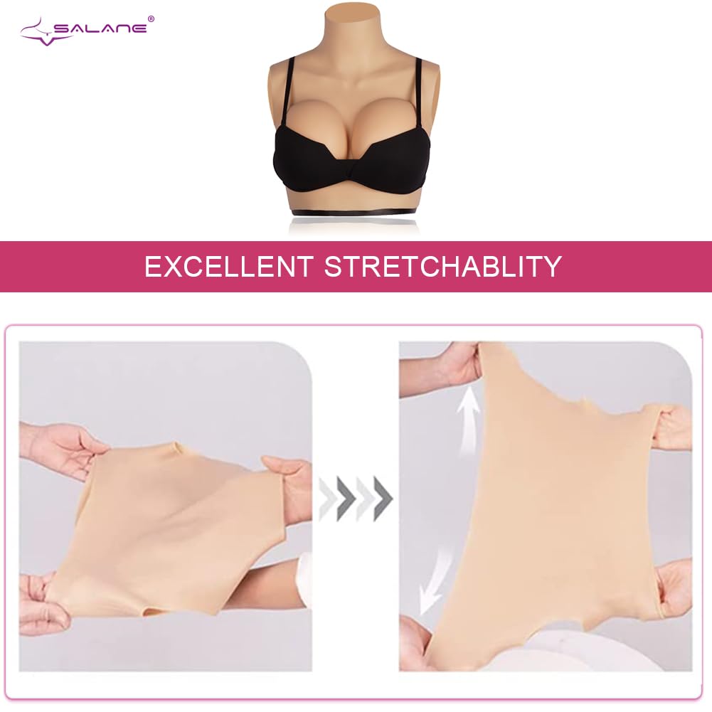 Realistic Silicone Breastplate for Drag Queens & Crossdressers - B to G Cup Fake Breast Forms - Ultra Soft & Touchable for Cosplay, Halloween, and Performance Costumes