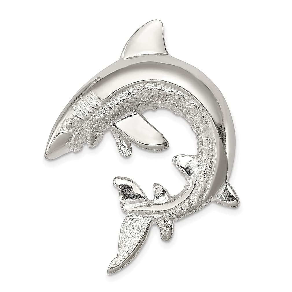 925 Sterling Silver Textured Shark Chain Slide Pendant Necklace - Ocean Sea Life Jewelry for Women - Perfect Gift for Her - Ideal for Beach Parties, Summer Outfits & Marine Lovers