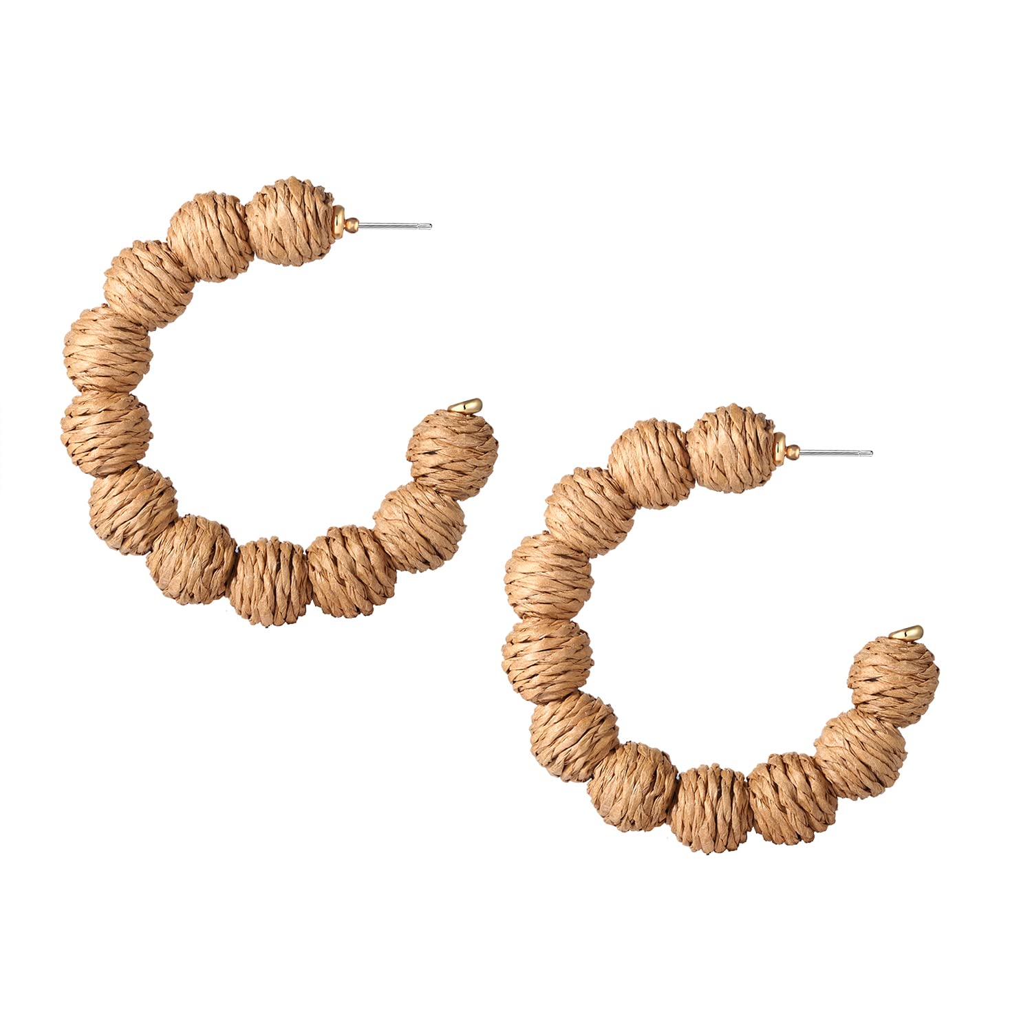 4 Pairs Handwoven Rattan Earrings – Bohemian Geometric Statement Hoop, Straw Wicker Braid Drop Dangle Earrings for Women | Perfect for Summer, Beach, Festival & Boho Chic Outfits