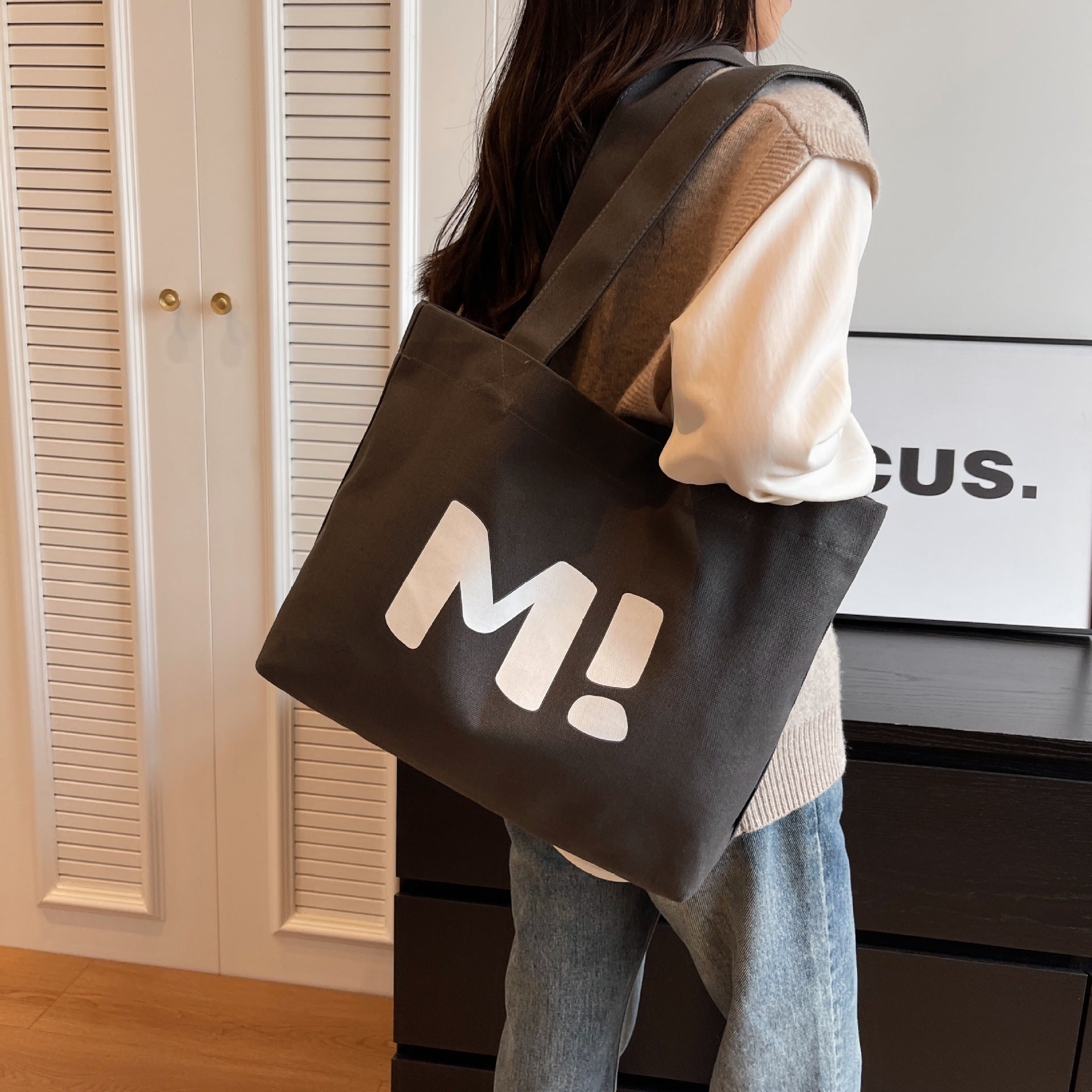 Eco-Friendly Canvas Tote Bags for Women - Large Capacity Printed Shoulder Shopping Bags - Perfect for Grocery Shopping, Beach Trips and Daily Use