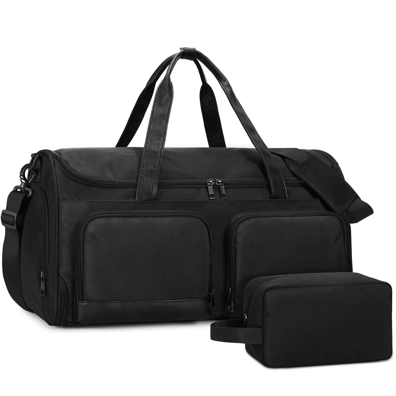 Premium Convertible Garment Bag for Travel - 2-in-1 Hanging Suitcase & Duffle with Wet Pocket & Toiletry Bag | Carry-On Luggage for Business Trips, Weddings & Weekend Getaways (Black) - Perfect for Men & Women