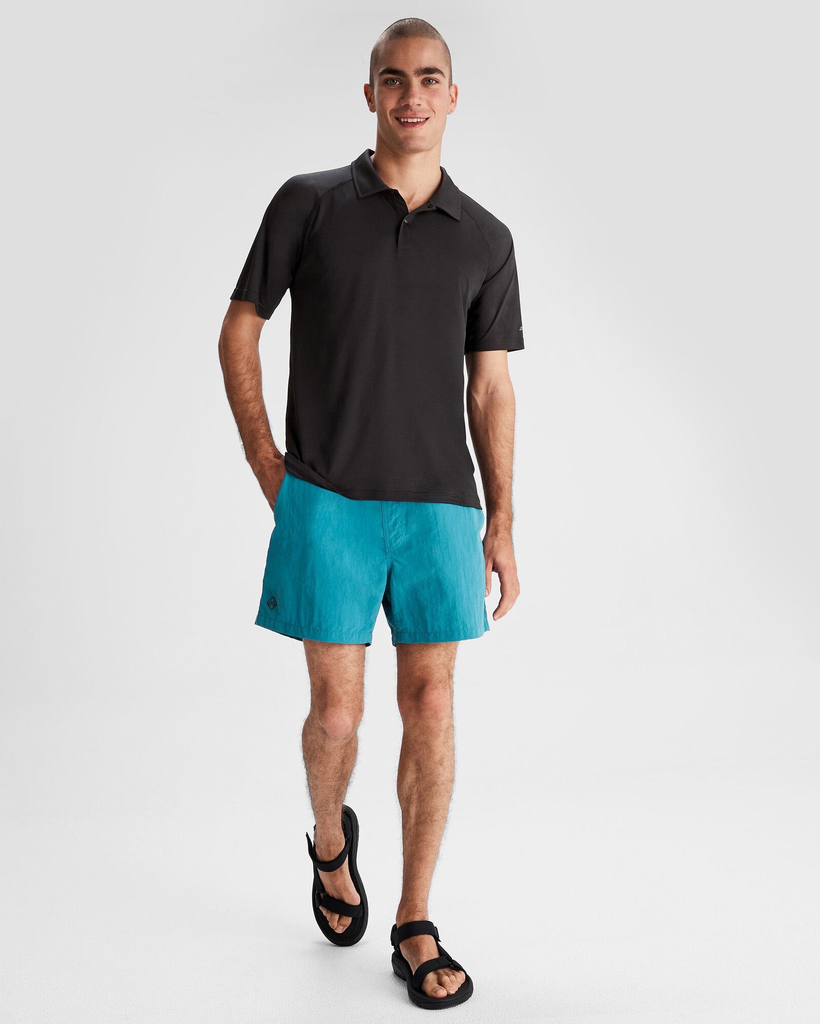 Men's SUN Stopper LT Polo Shirt - UPF 50+ Sun Protection, Moisture-Wicking & Breathable Performance Shirt in Black Stingray | Perfect for Golf, Tennis & Outdoor Activities