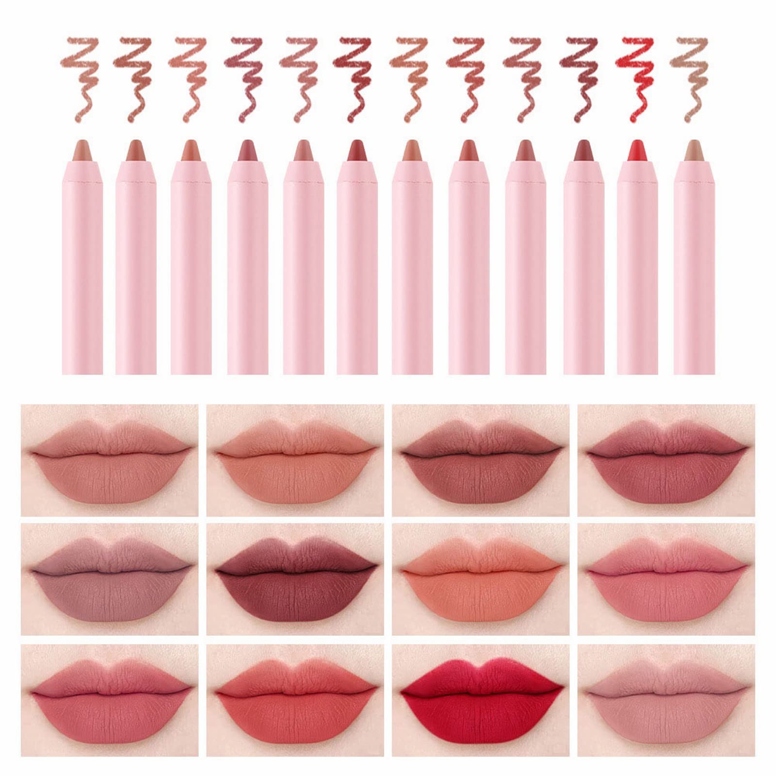 Vice Cosmetics 12PC Waterproof Lip Liner Set - Long Lasting, Non-Fading Lipstick Pencil for Daily Use, Work, Party & Winter Makeup | Perfect for Travel & Special Occasions