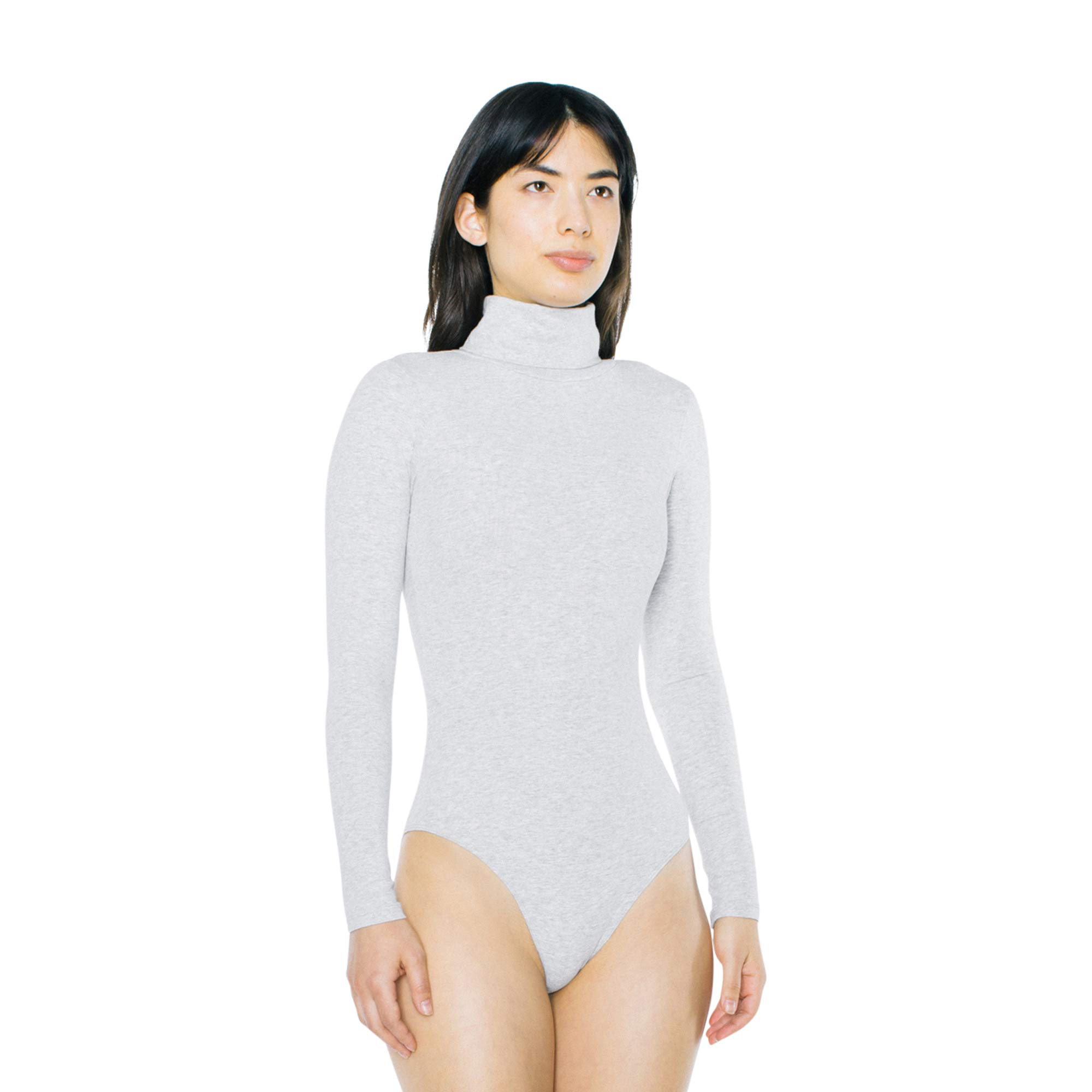 American Apparel Women's Cotton Spandex Long Sleeve Turtleneck Bodysuit - Stretchy Comfort Fit for Workout, Yoga & Casual Wear