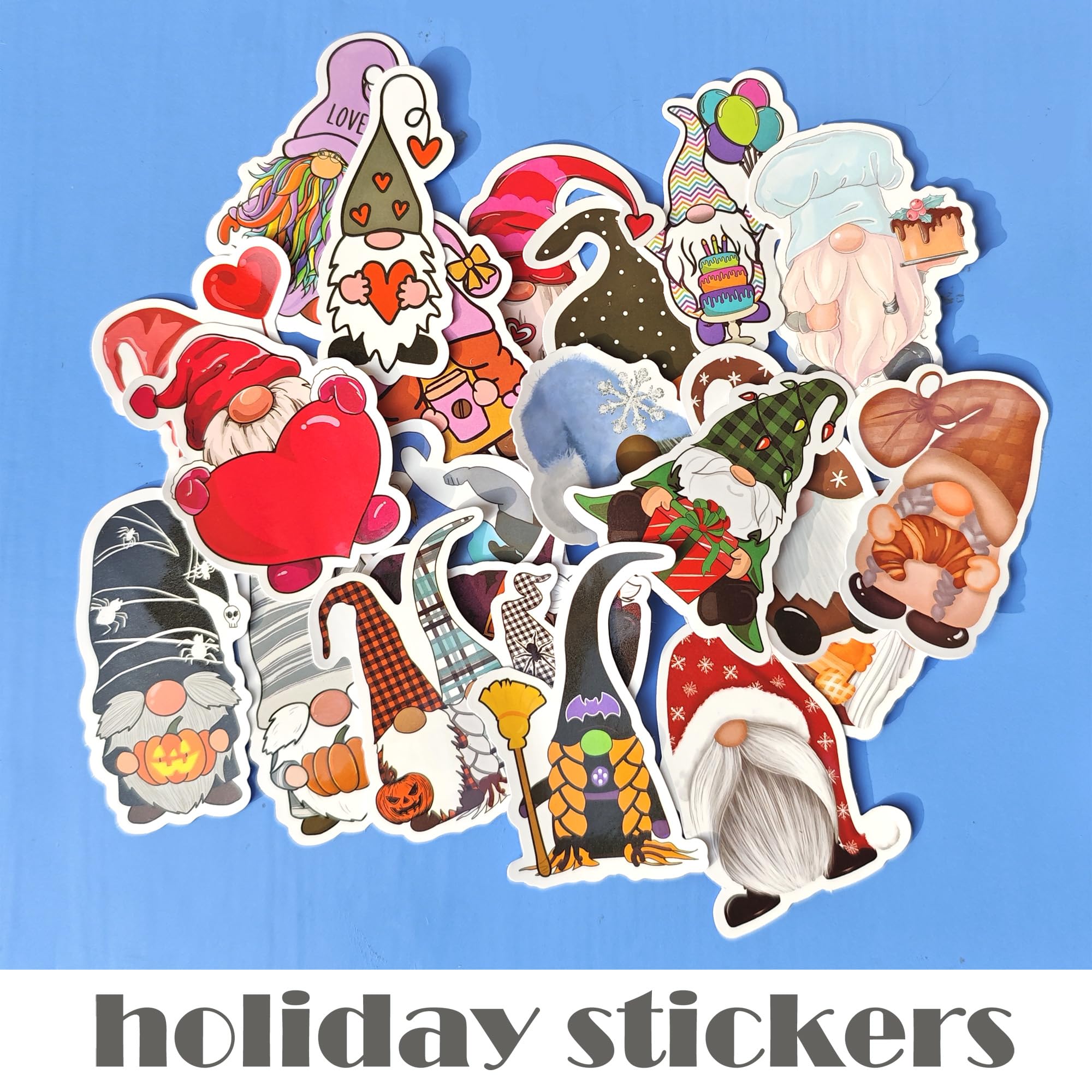 100 Pcs Christmas Gnome Stickers for Kids & Adults - Waterproof Decals for Water Bottles, Laptops, Scrapbooking, Envelopes & Party Favors - Perfect for Holiday Crafts, DIY Gifts & Christmas Decorations
