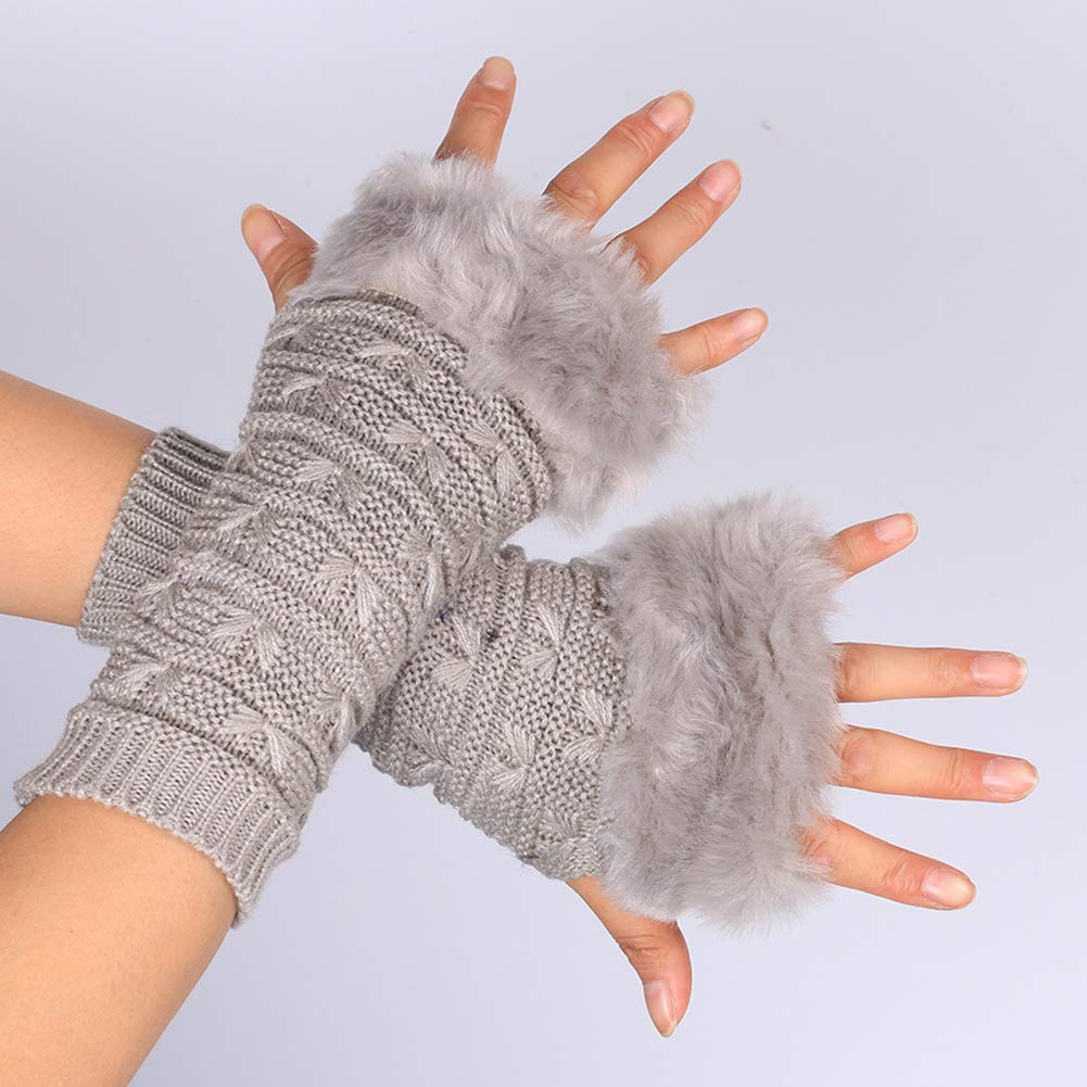 Asudaro Women's Faux Fur Fingerless Gloves - Winter Arm Warmers & Wrist Warmers for Women and Girls - Cozy Hand Warmers for Outdoor Activities, Work, and Daily Use