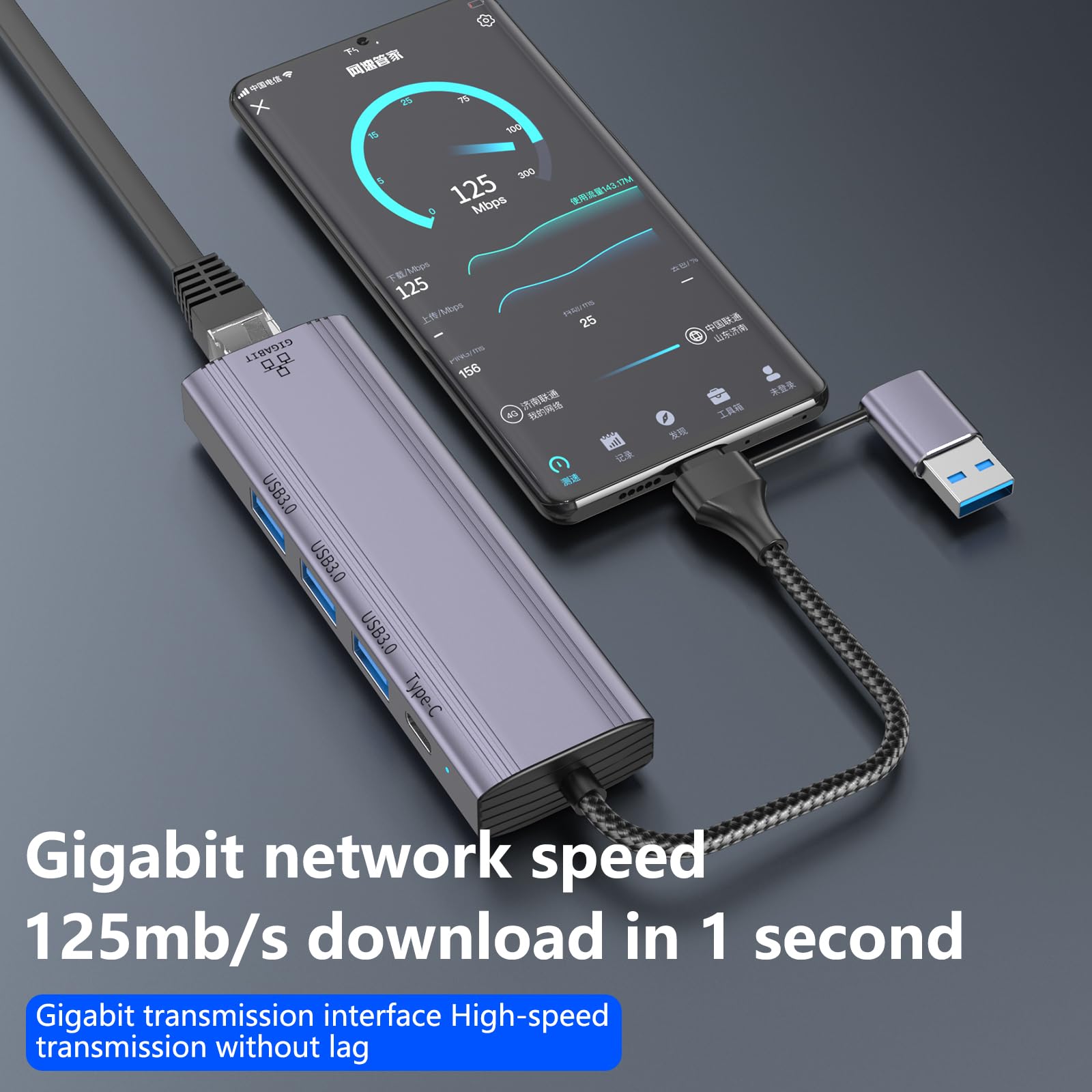 Oliveria USB Type-C to Ethernet Adapter with 3-Port USB 3.0 Hub - Gigabit RJ45 LAN 1000Mbps - Compatible with Windows XP/Mac/Linux/Chromebook - Perfect for Home Office, Online Gaming & Video Conferencing