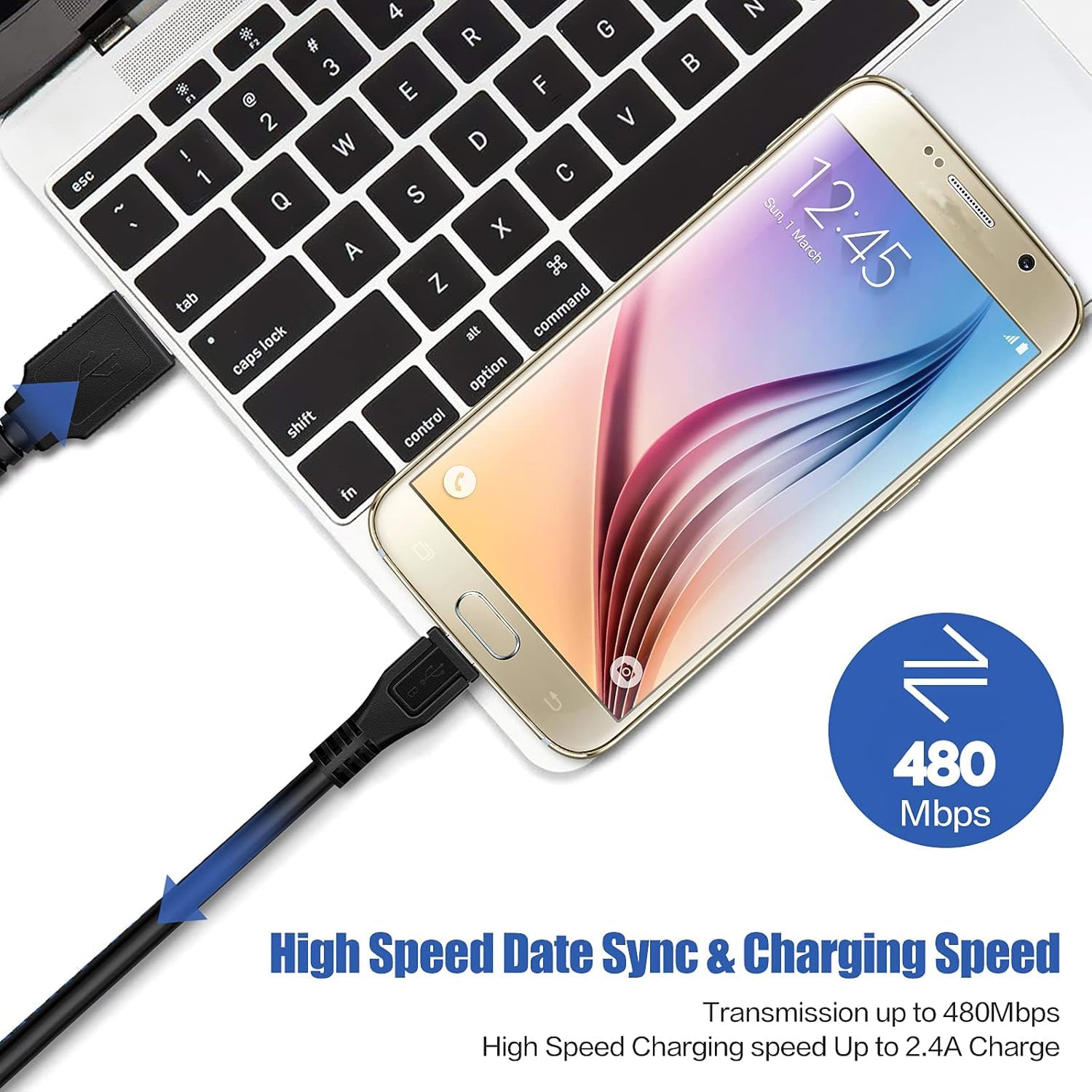 3FT Replacement Micro USB 2.0 Charger Cable for Plantronics Bluetooth Headset M20 M25 M50 M55 - Fast Charging & Data Sync for PC, Laptop, Car, Office & Home Use