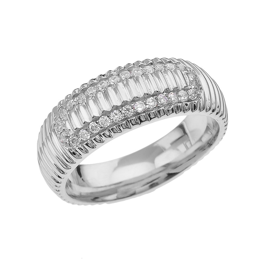 Men's Sterling Silver Diamond Wedding Band Ring - Comfort Fit Watch Band Design - Size 5 - Perfect for Engagements, Anniversaries & Special Occasions