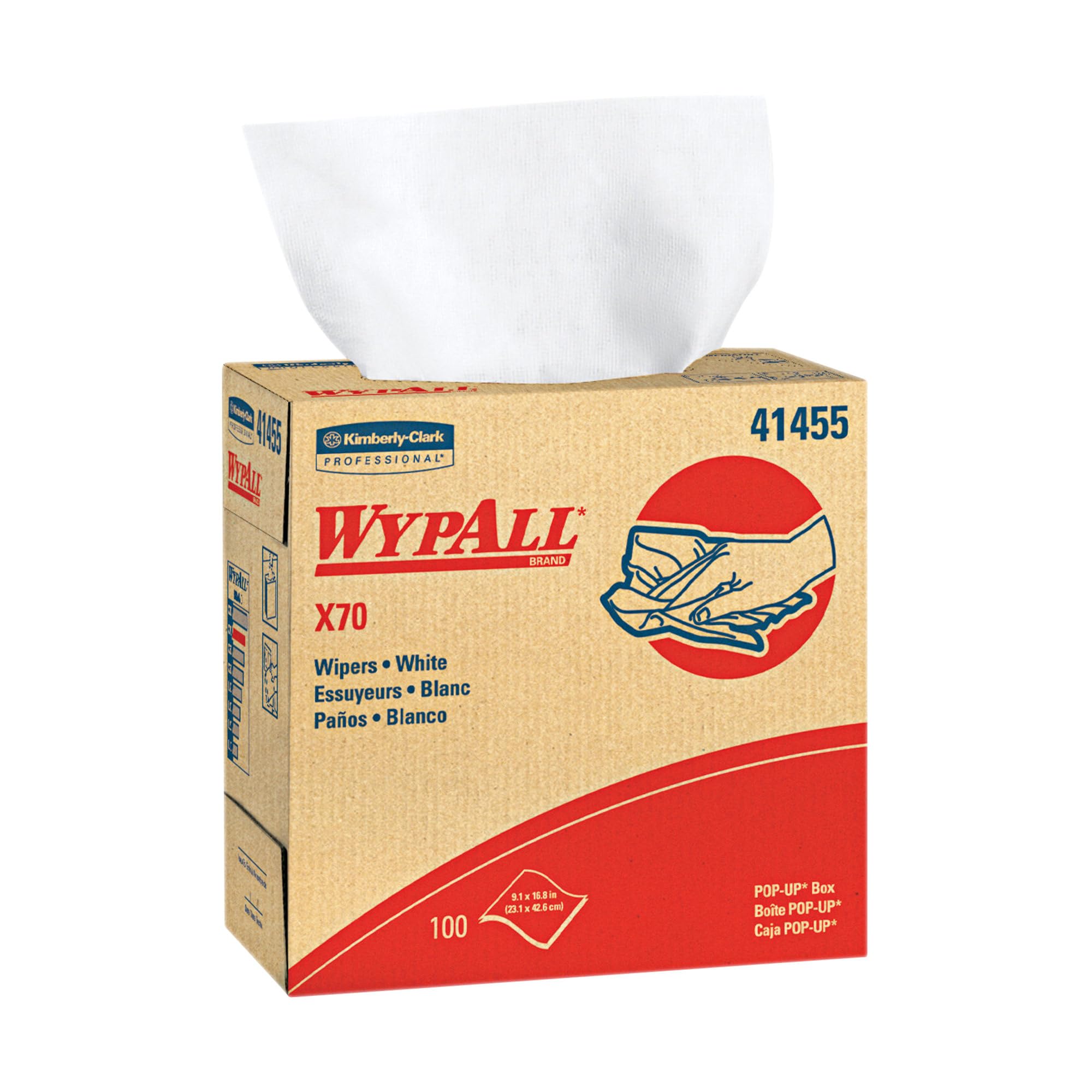 Kimberly-Clark Professional 41455 X70 White Cleaning Rags 9.1x16.8 Inches - Pack of 10 | Industrial & Household Cleaning Cloths for Workshop, Garage, Kitchen & Office Use