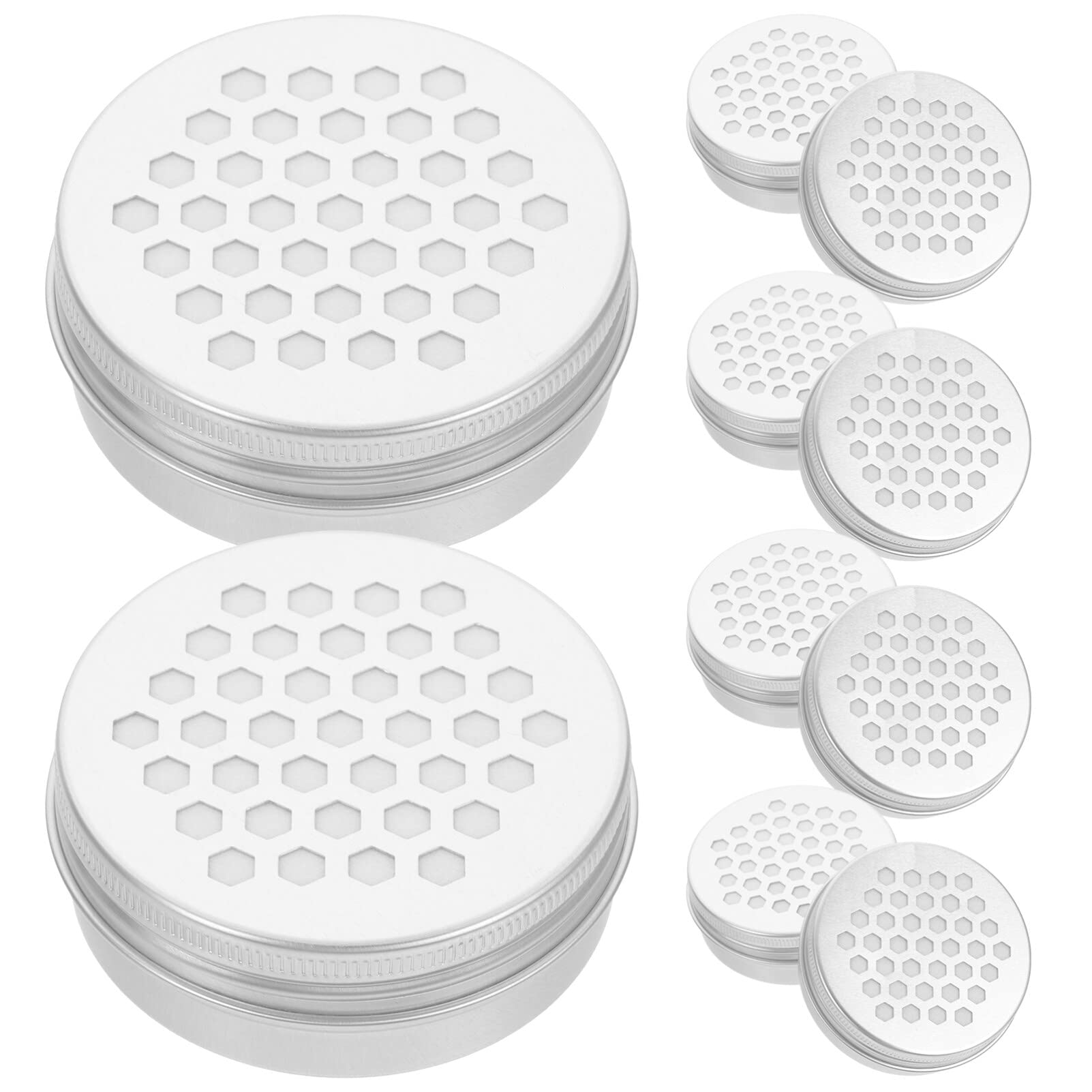 POPETPOP 10pcs 60ml Aluminum Essential Oil Diffuser Tins - Empty Aromatherapy Storage Containers with Hollow Lids, Round Travel Jars for DIY Air Fresheners, Candles & Sample Storage | Perfect for Home, Office & On-the-Go Use