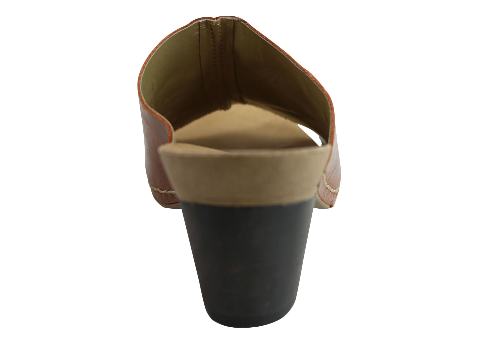 Andacco Women's Leather Mid Heel Sandals Slides - Comfortable Gallon Size Made in Brazil - Perfect for Summer, Beach, and Casual Outings