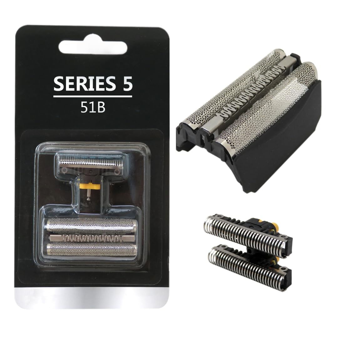 Braun 5 Series Replacement Shaver Foil & Cutter (51B) - Compatible with Models 5643, 5644, 5645, 5646, 5647, 5649, 5751, 5757, 5758 - Perfect for Home & Travel Grooming
