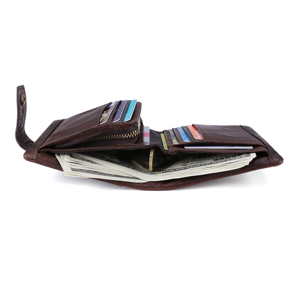 Personalized RFID Blocking Leather Bifold Wallet for Men - Slim Minimalist Design with ID Window & Card Slots - Perfect for Everyday Carry, Travel & Business Use