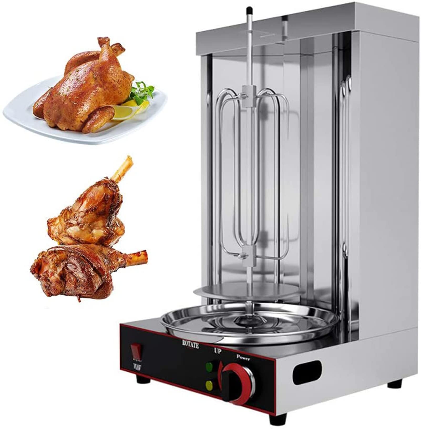 Premium RSGK Vertical Kebab Doner Grill Machine - Stainless Steel Gas Broiler with Temperature Control (50-300°C) - Perfect for Home BBQ, Restaurant Rotisserie & Outdoor Cooking
