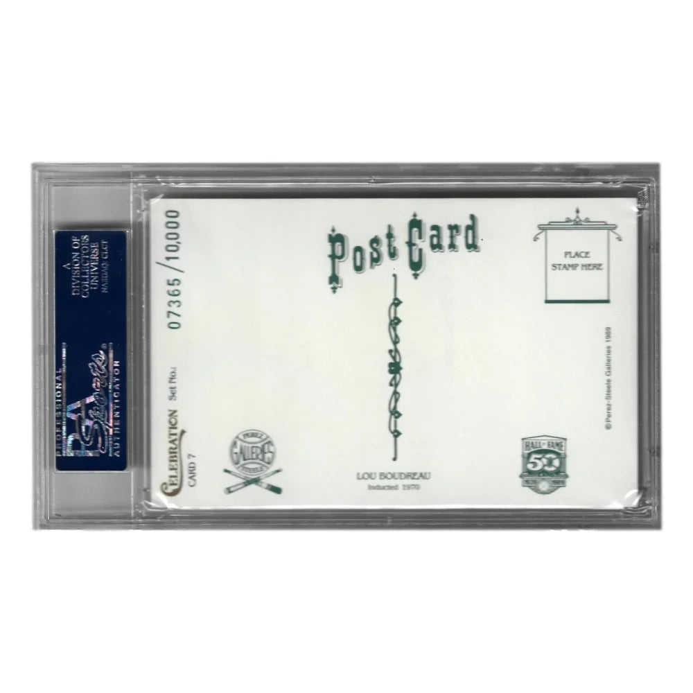 Lou Boudreau Autographed 1989 Perez Steele #7 Post Card with PSA COA - Cleveland Indians Memorabilia for Baseball Fans & Collectors