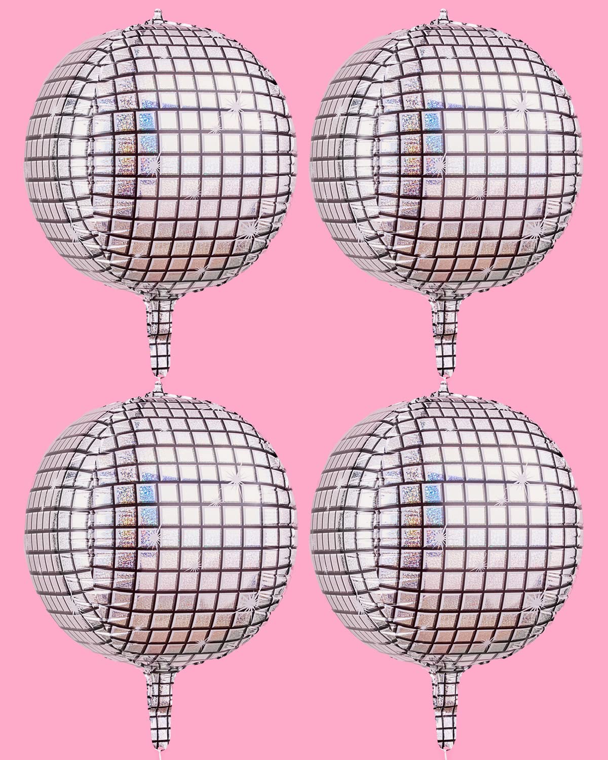 Disco Ball Foil Balloons - 4 Pack, 22