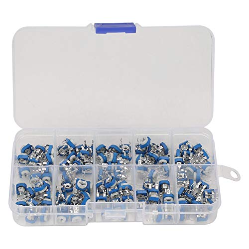 Blue and White Trimmer Potentiometer for Electronics Projects - Perfect for DIY Circuits, Audio Equipment, and PCB Adjustments