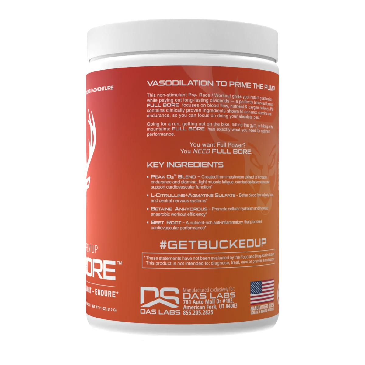 Bucked Up Full Bore Warm Up Pre-Workout Powder 312g Tropical Punch - Boost Energy & Performance for Gym & Fitness Training