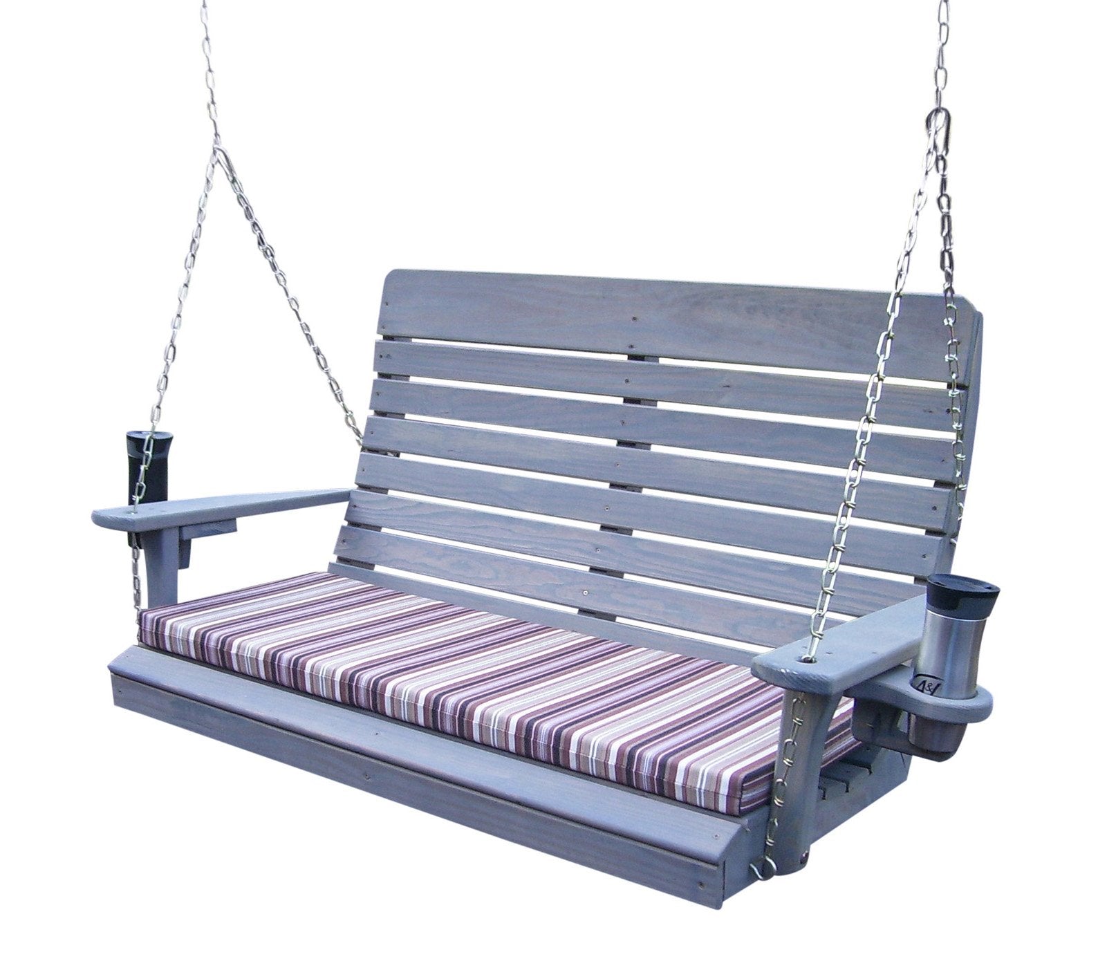 A & L Furniture Pressure Treated Pine Highback Porch Swing - Outdoor Patio Garden Bench for Relaxing in Backyard, Deck or Porch