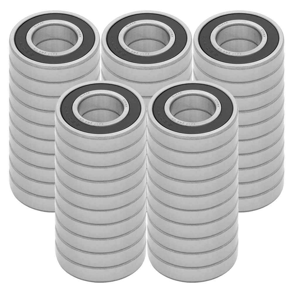 50-Pack 6207-2RS Double Rubber Sealed Deep Groove Ball Bearings 35mm x 72mm x 17mm (1.378
