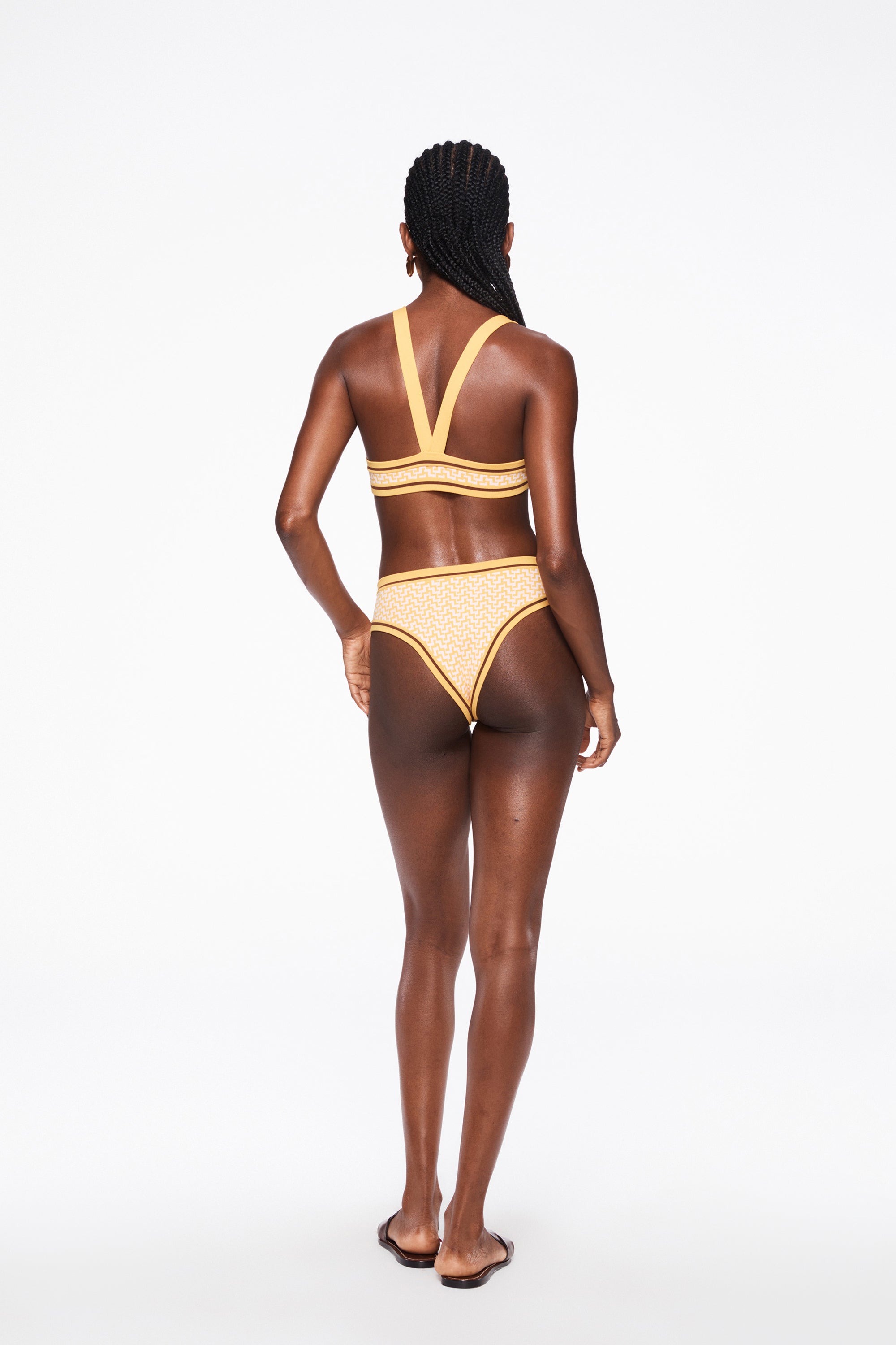 La Plage Top in Pink & Yellow Jacquard - Stylish Summer Beachwear for Women | Perfect for Vacations, Pool Parties & Casual Outings