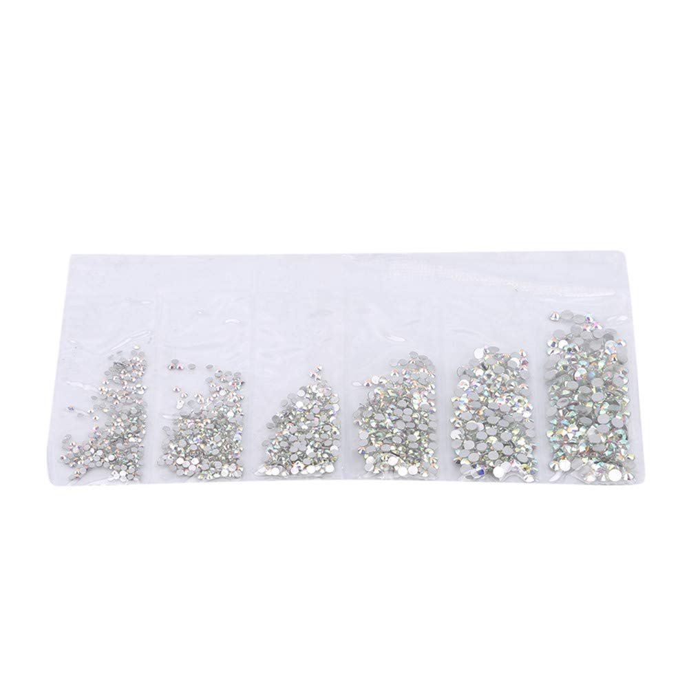 Round Flatback Crystal Nail Rhinestones - White AB for Nail Art & DIY Crafts