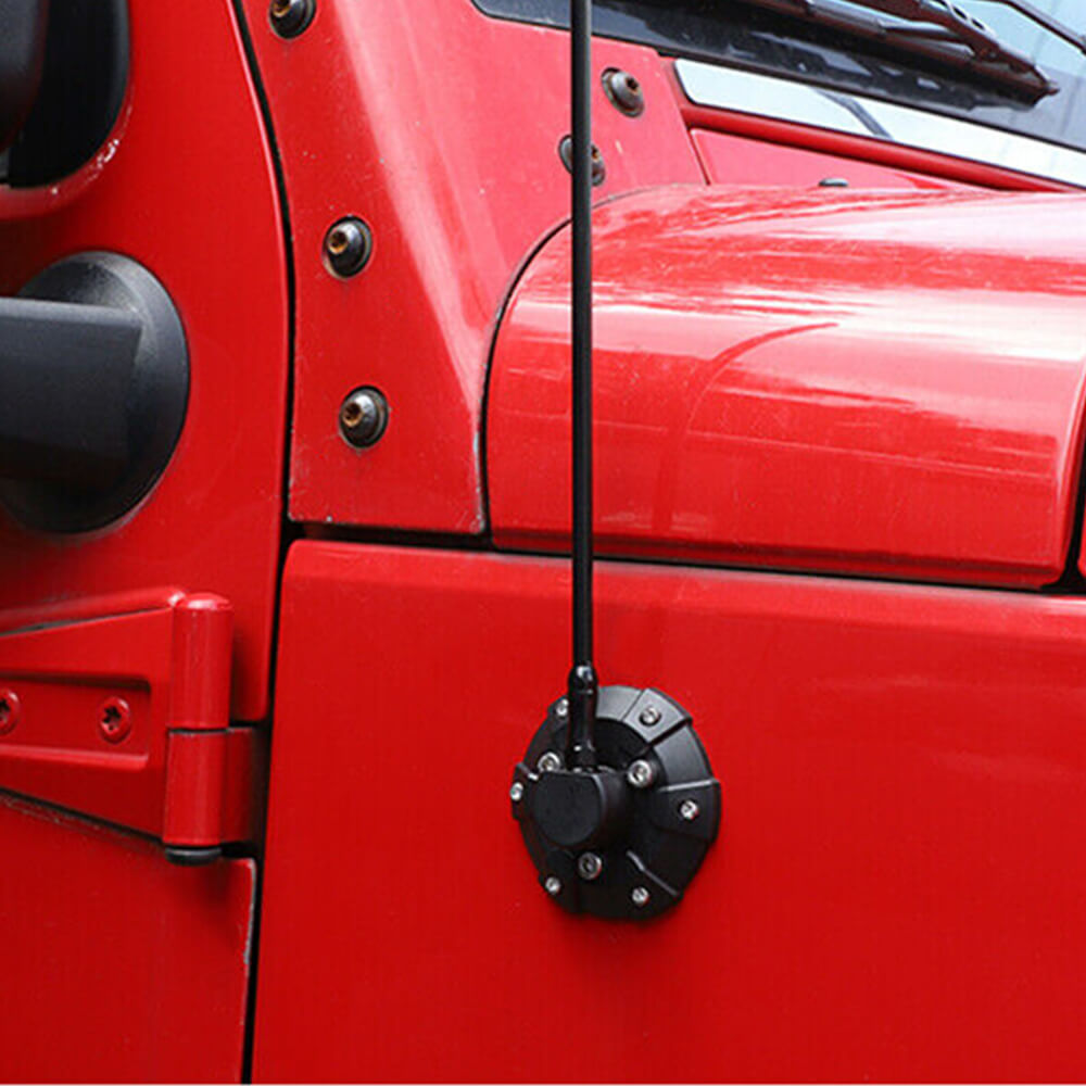 ABS Antenna Base Cover Trim Replacement for 2007-2021 Jeep Wrangler JK JL JT - Durable Black Plastic Replacement Part for Off-Roading & Car Washing Protection