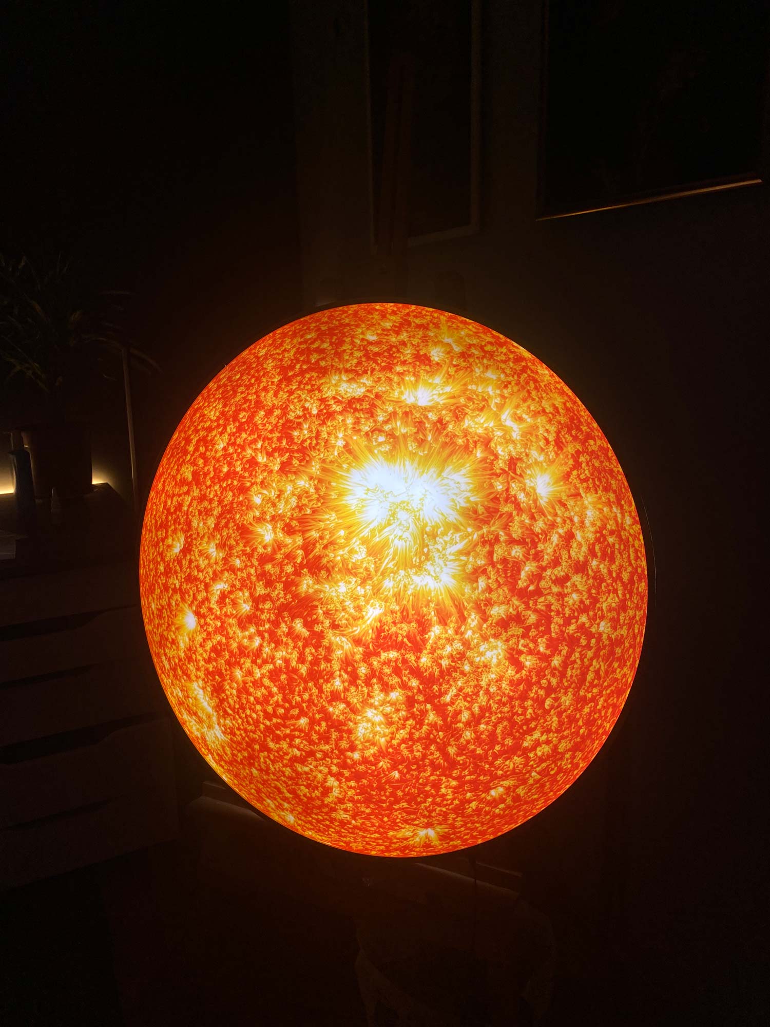 The Sun Backlit Tempered Glass Wall Art - Modern LED Illuminated Home Decor for Living Room, Bedroom & Office