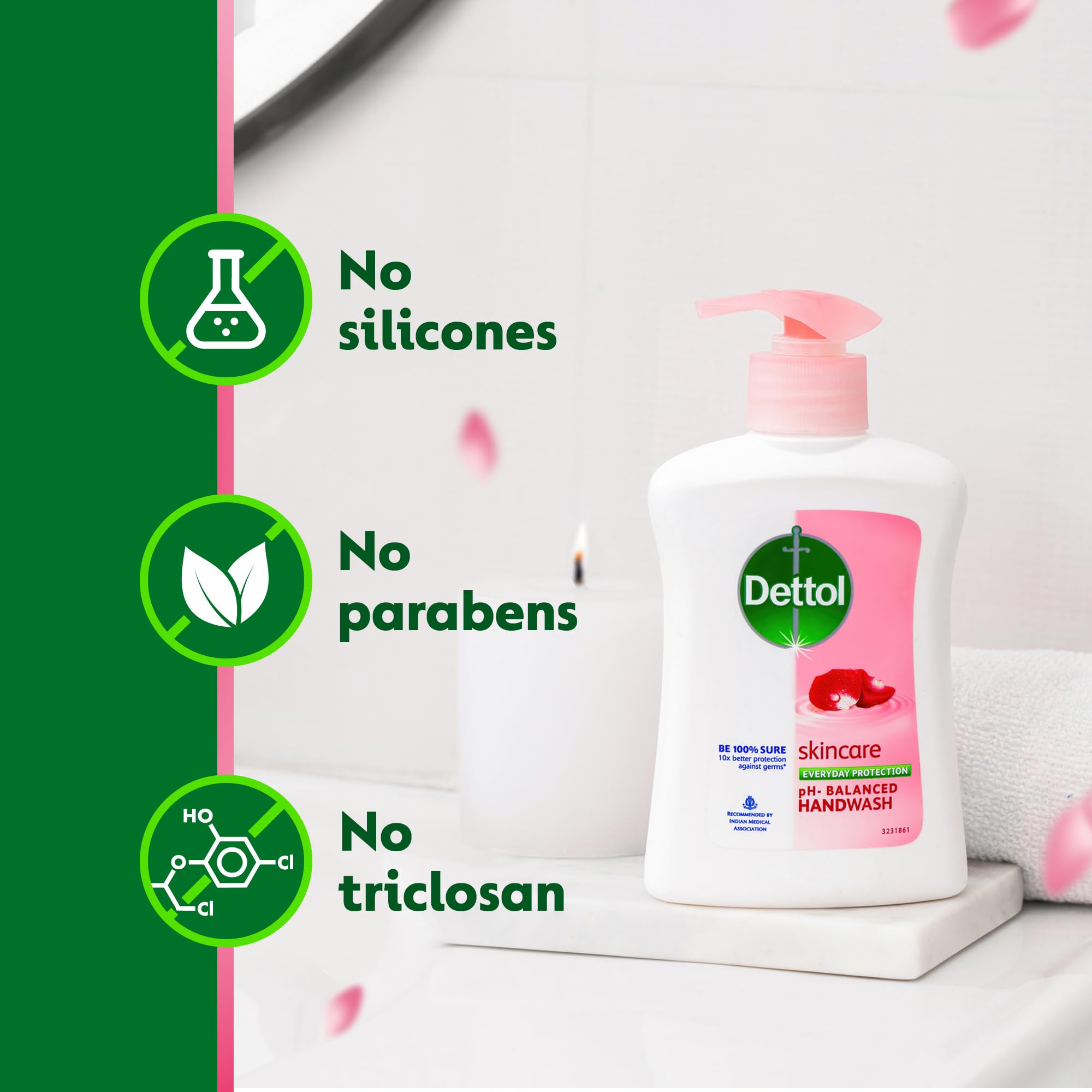 Dettol Liquid Hand Wash Dispenser Bottle Pump - Moisturizing & pH Balanced Hand Soap for Skincare (Pack of 3, 200ml Each) | 10X Germ Protection | Ideal for Home, Kitchen, Bathroom & Office Use