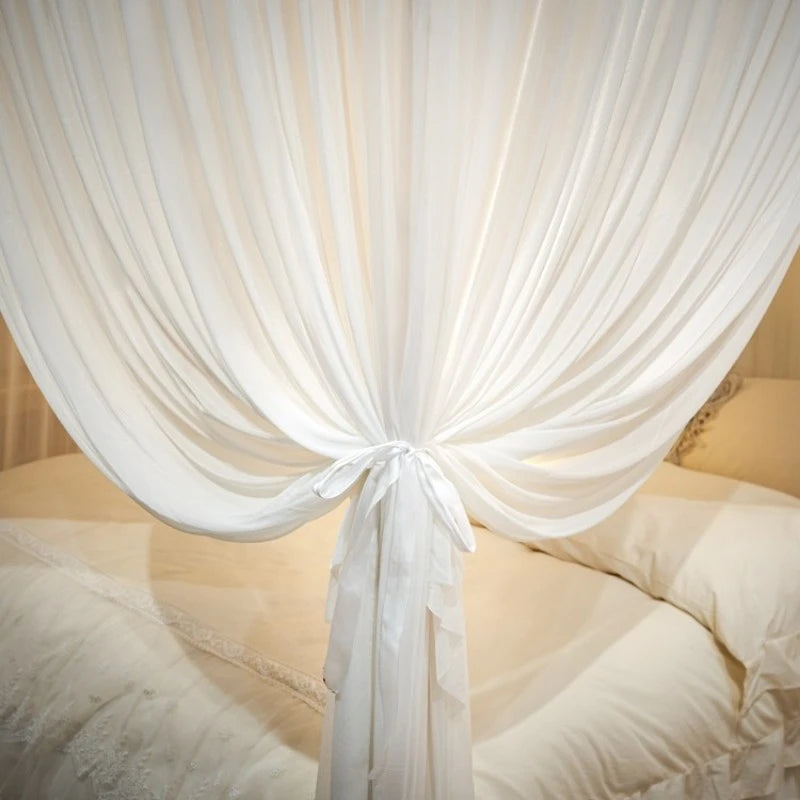 Luxury Silky Semi-Sheer Canopy Bed Curtain - Elegant Sheer Fabric for Romantic Bedroom Decor, Wedding, Nursery & Boho Chic Home Decor
