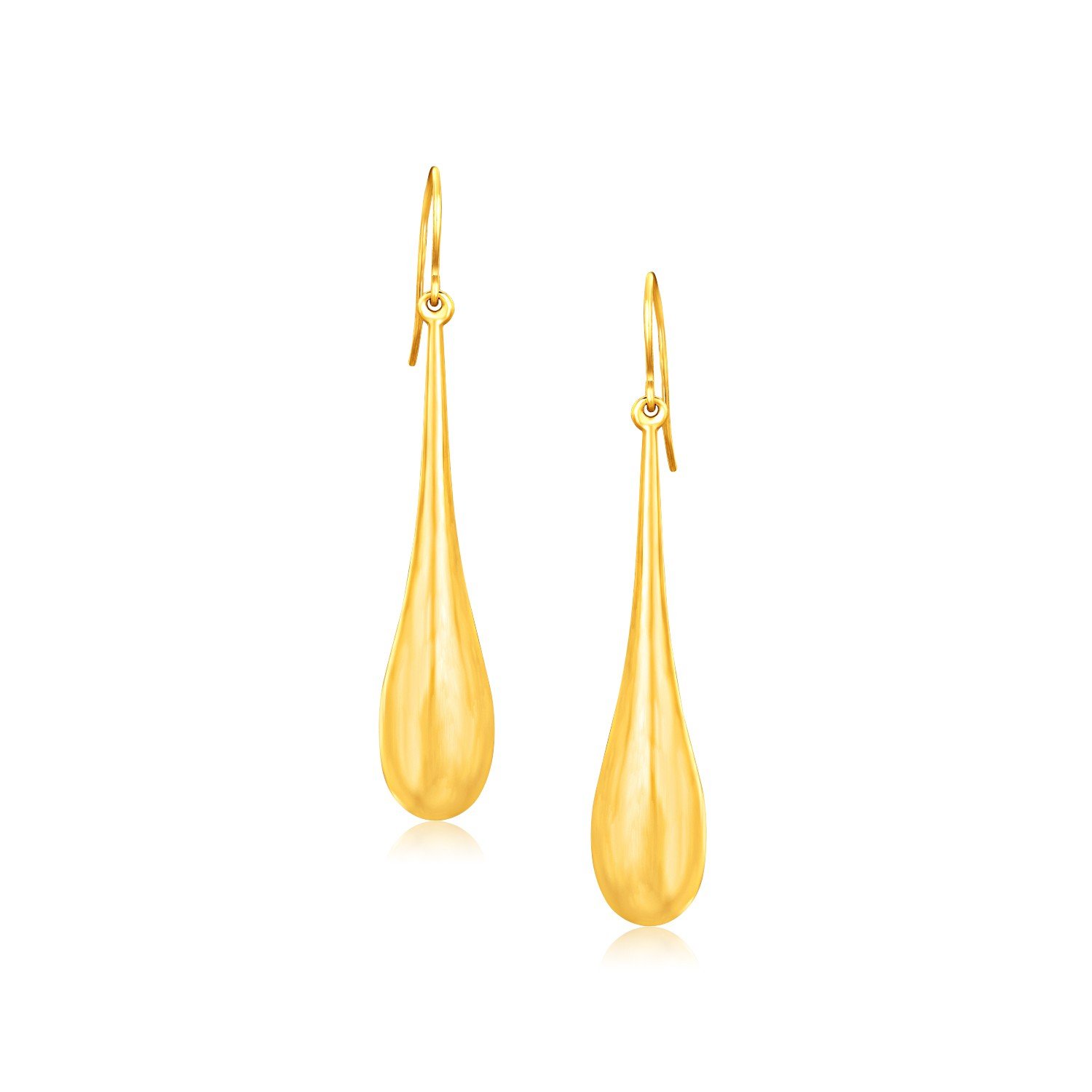 14K Yellow Gold Satin Finish Dramatic Drop Earrings for Women - Elegant Dangle Earrings for Parties, Weddings & Special Occasions
