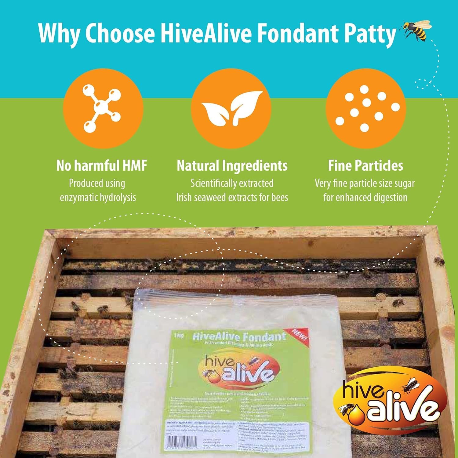 Hive Alive Fondant Bee Food Supplement – Easy-to-Use Winter Bee Feed Enhancer Prevents Starvation & Boosts Gut Health – 15 Pack for Beekeeping & Overwintering Hive Maintenance