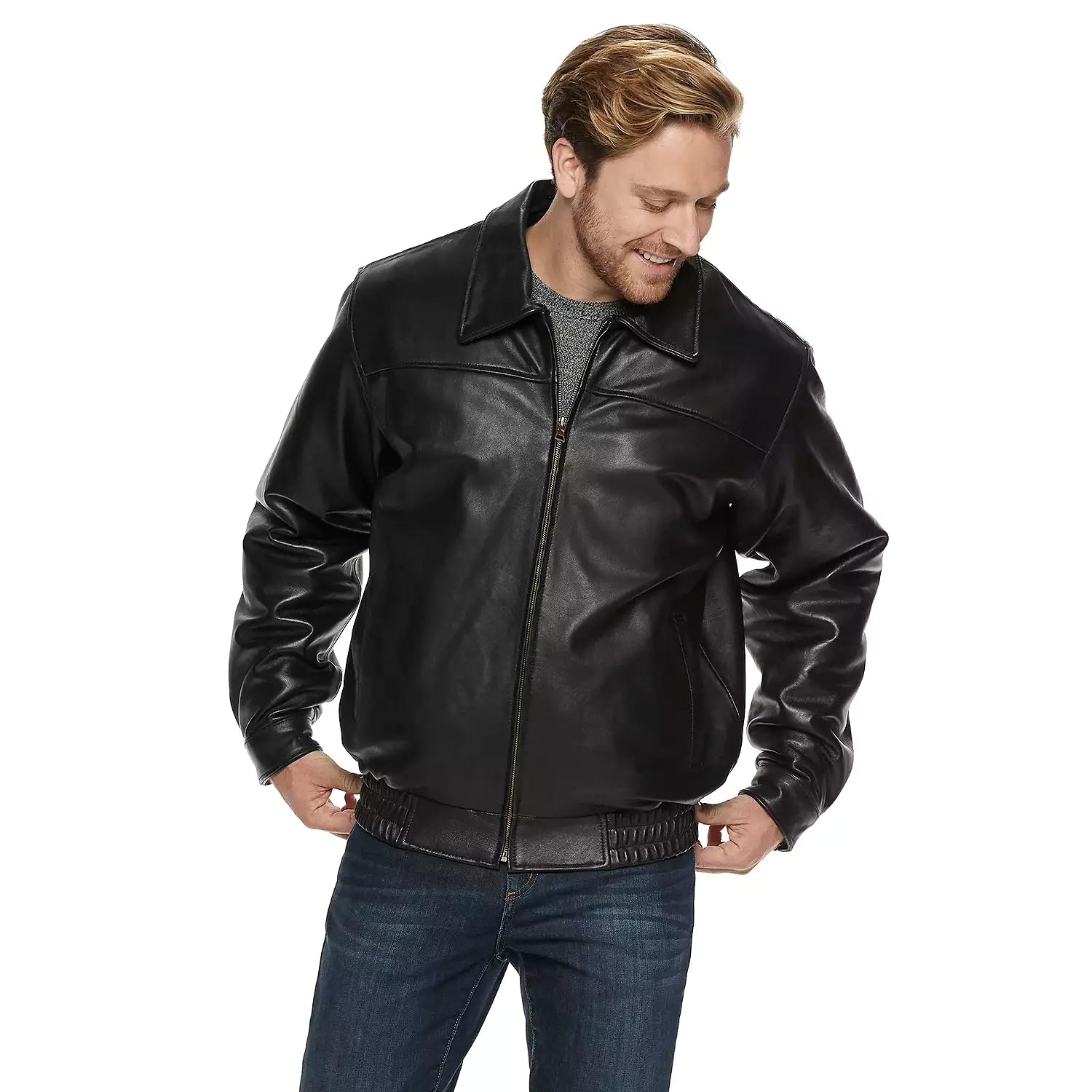 Genuine Men's Leather Bomber Jacket - Motorcycle Jacket with Removable Zip-Out Liner - Stylish & Durable for Riding, Travel & Casual Wear