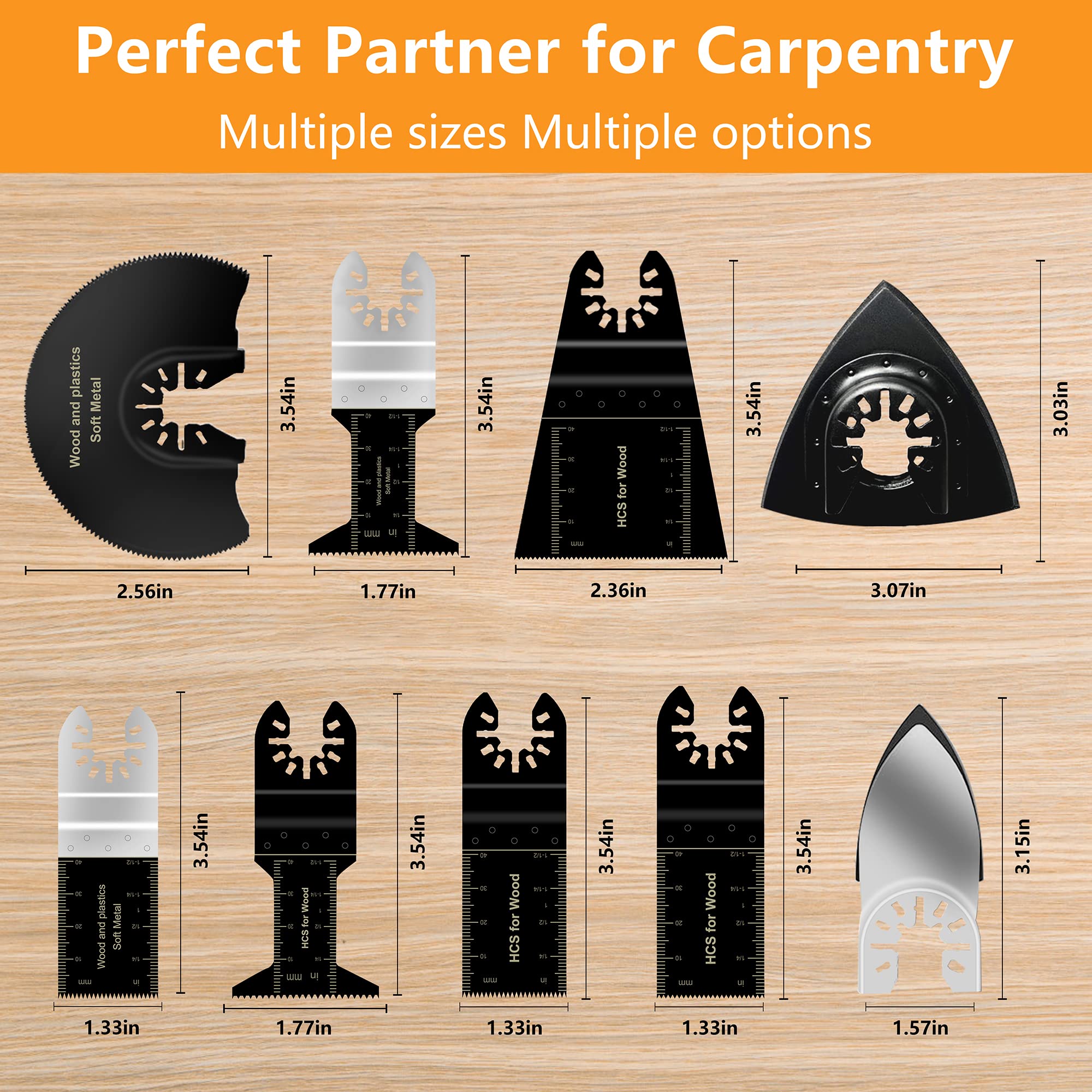 50 Pack Universal Quick Release Oscillating Saw Blades Kit - Multi Tool Blades & Sanding Set Compatible with Black & Decker, Porter Cable, Dewalt, Chicago Rockwell, Craftsman - Perfect for Woodworking, Flooring, Drywall & DIY Home Renovation Projects